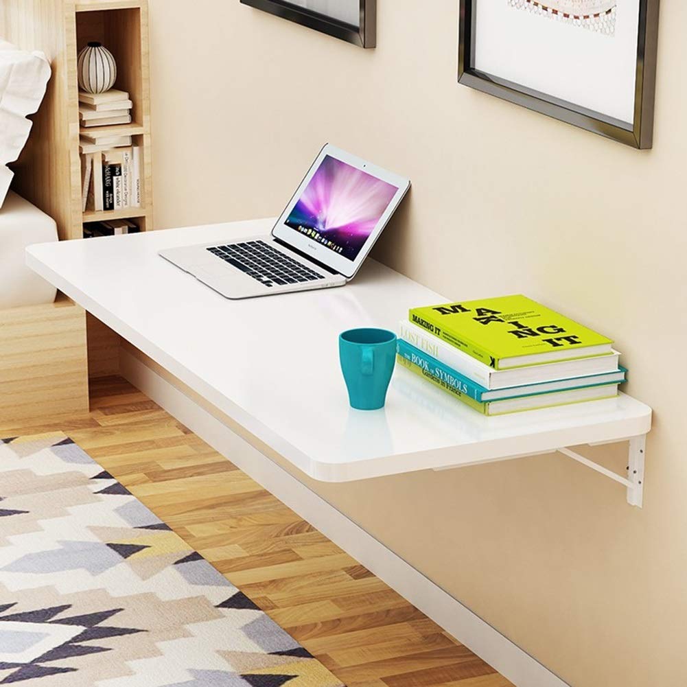 HUAHUA Wall-Mounted Drop-Leaf Folding Table - Space-Saving Kitchen & Dining Desk, Home Office Workstation with 80x50cm White Surface | Perfect for Small Apartments, Dorms & Compact Workspaces