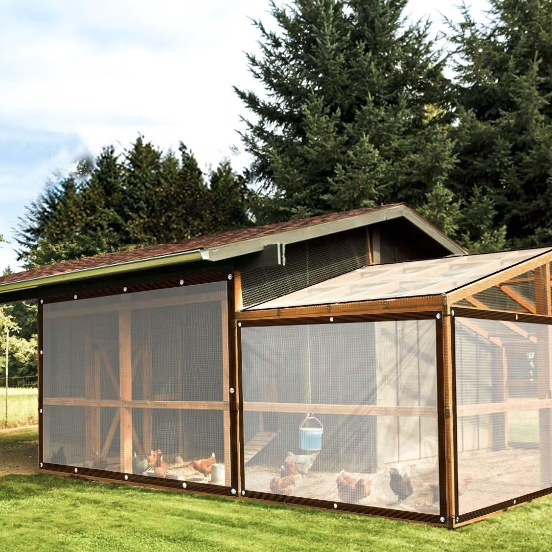 Clear PE Tarpaulin Tarp 4x8FT - Transparent, Waterproof, Tear-Resistant with Grommets - Greenhouse Cover, Balcony Tent, Gardening, Chicken Coop, Painters Drop Cloth - Perfect for Outdoor Protection & DIY Projects