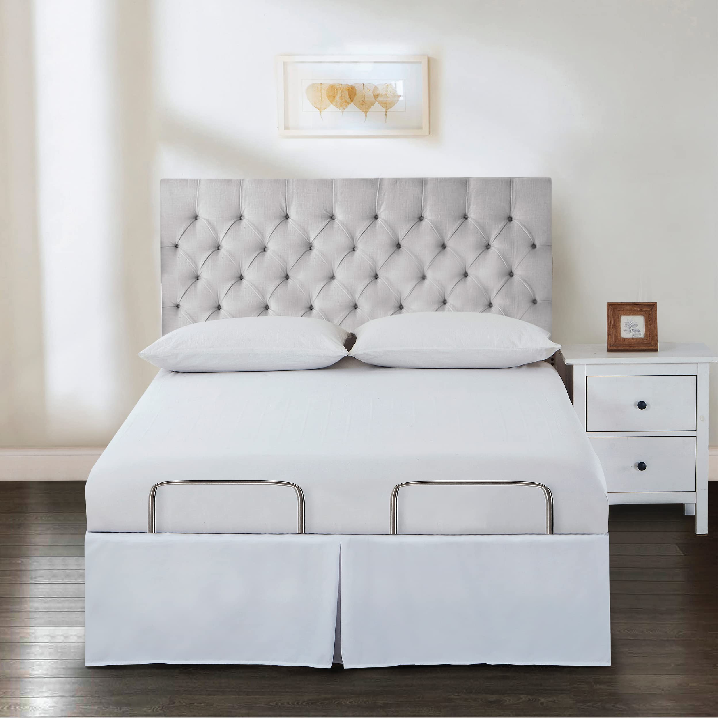Microfiber Bed Skirt for Adjustable Beds - 15 Inch Drop, Tailored Wrap-Around Design, Full Size, White - Perfect for Modern Bedrooms & Guest Room Styling