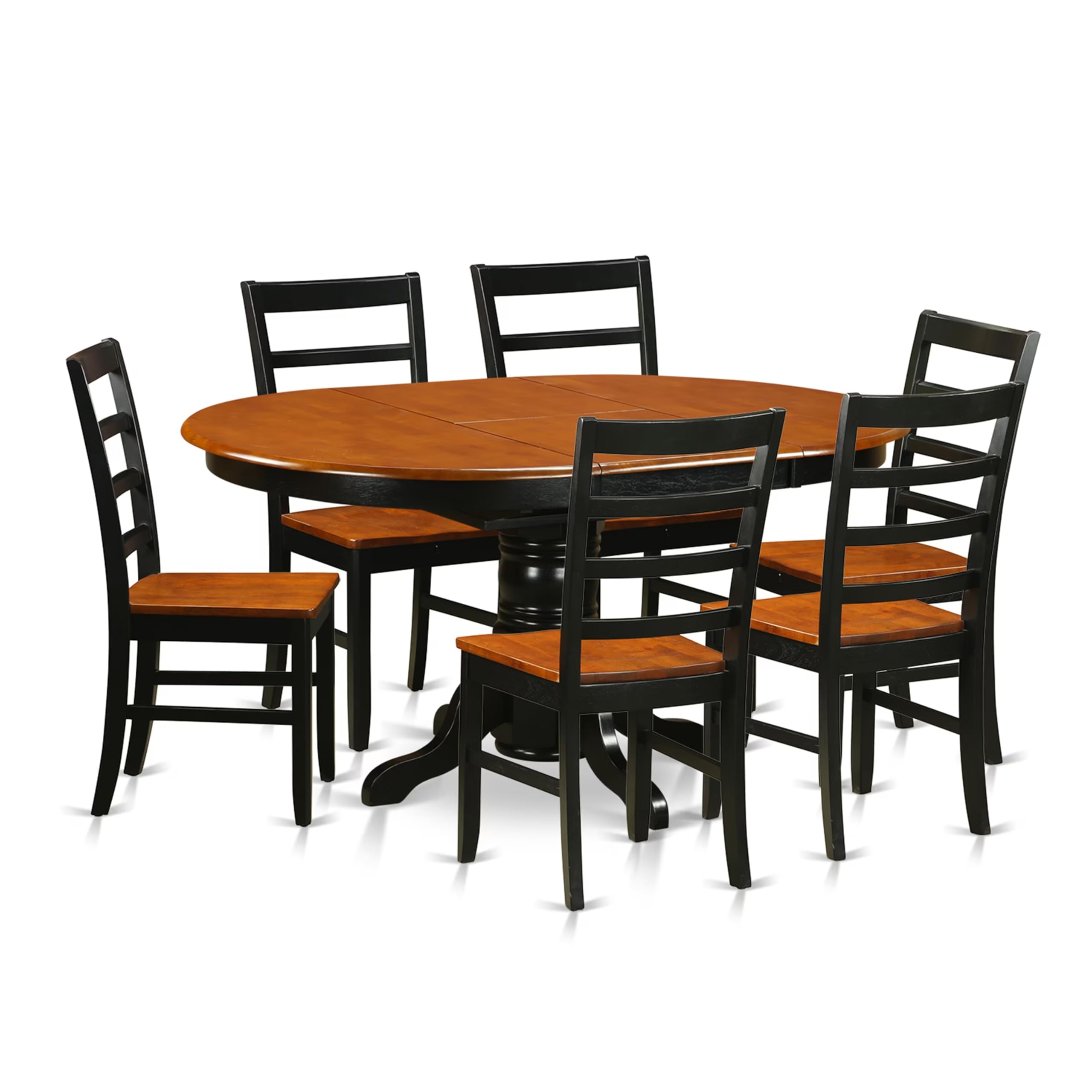 East West Furniture AVPF7-BCH-W 7-Piece Kitchen Dining Set with Oval Table (42x60 Inch) & 6 Chairs - Black & Cherry Finish | Perfect for Small Spaces, Breakfast Nooks & Family Gatherings