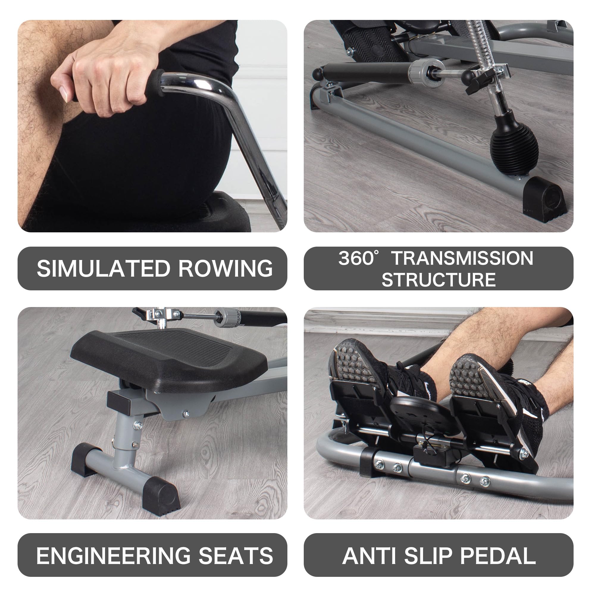 Leikefitness Foldable Hydraulic Rowing Machine with LCD Monitor - Full Body Exercise & Cardio Workout for Home Gym | Perfect for Small Spaces & Indoor Fitness Training