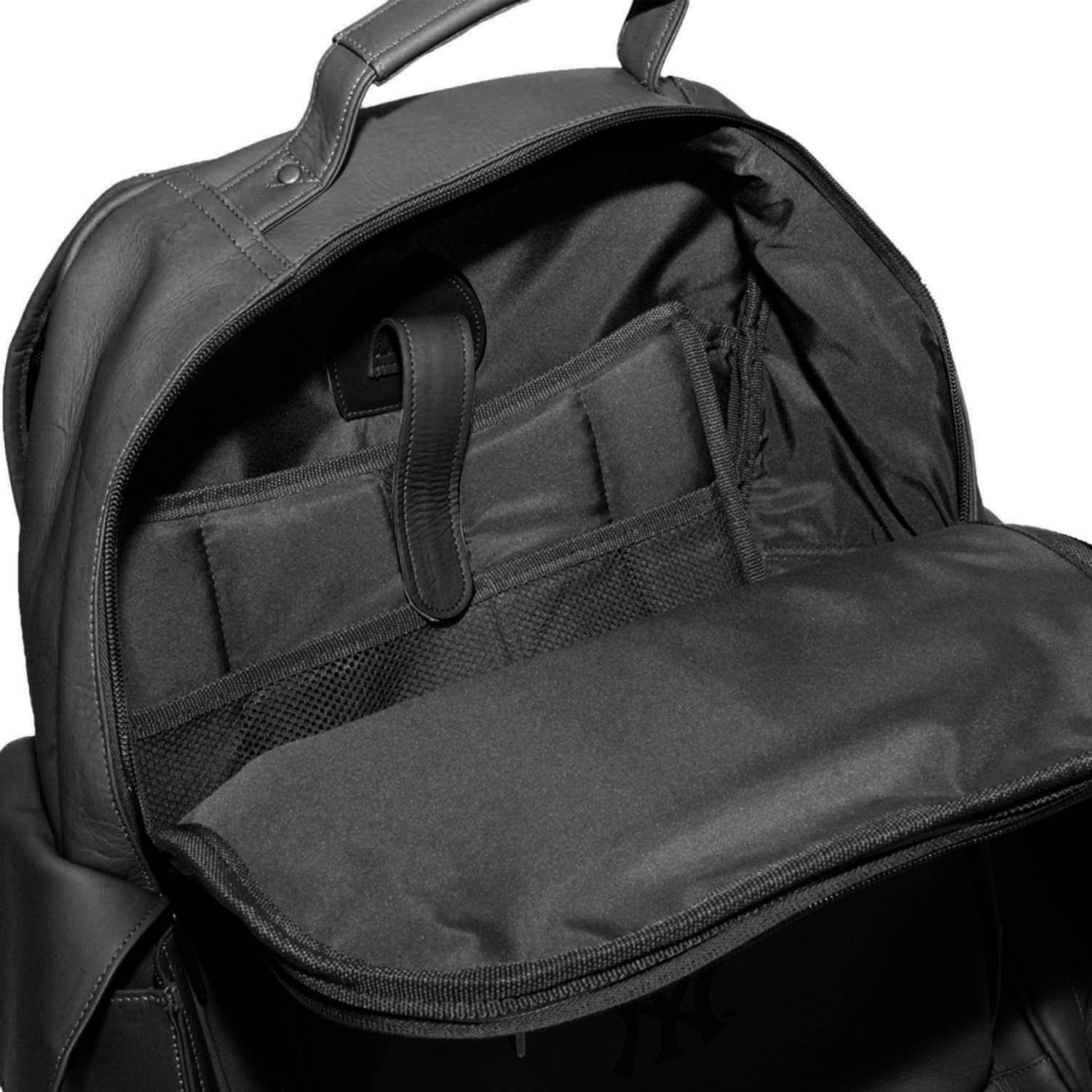 NBA Black Leather Large Laptop Backpack for Men & Women - Durable 17 Inch Computer Bag for Work, School, Travel & Gym - Spacious Business Backpack with USB Charging Port