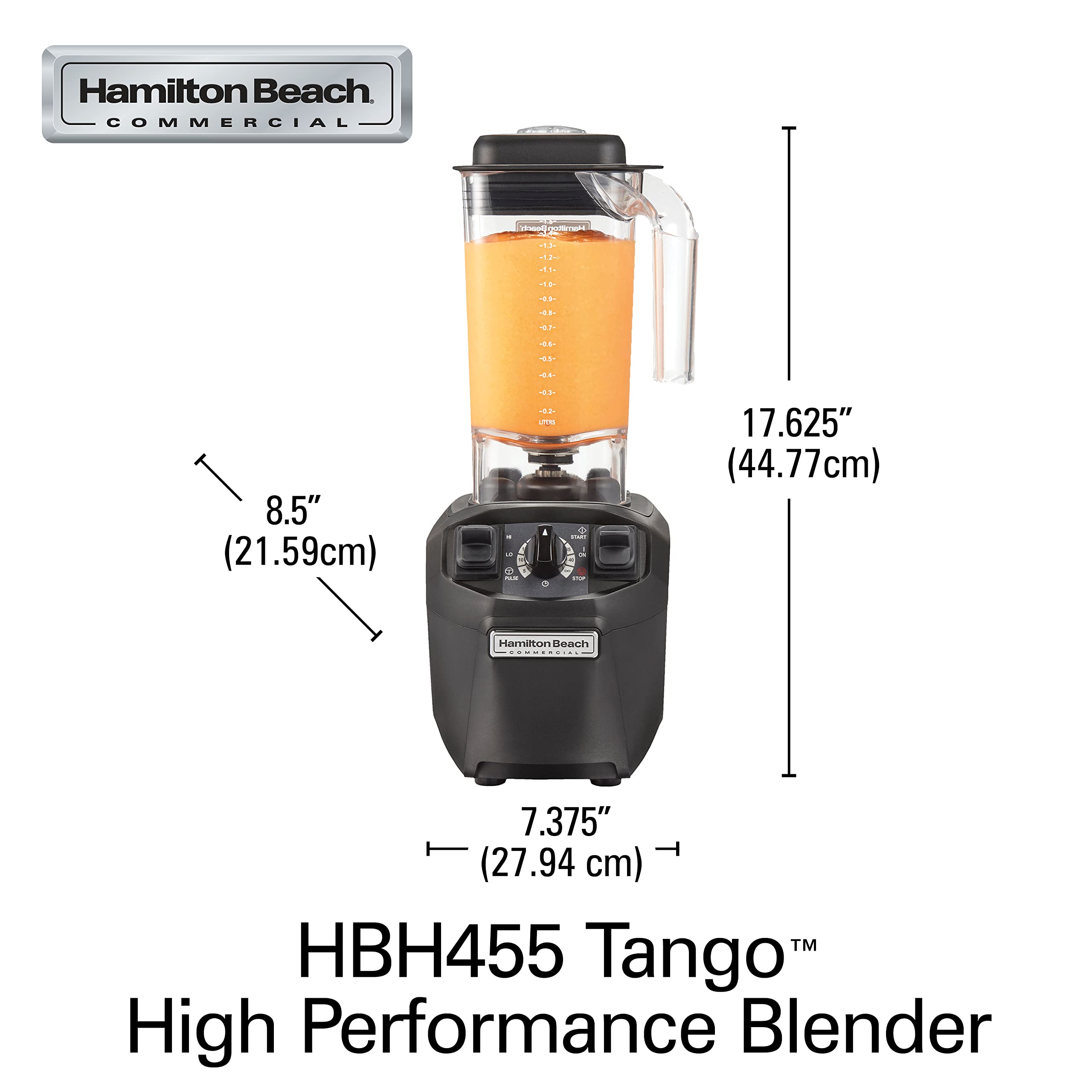Hamilton Beach Commercial Tango Blender - 48 oz BPA-Free Jar, 2.4 HP Motor, Adjustable Timer (HBH455) - Perfect for Smoothies, Shakes & Restaurant Use