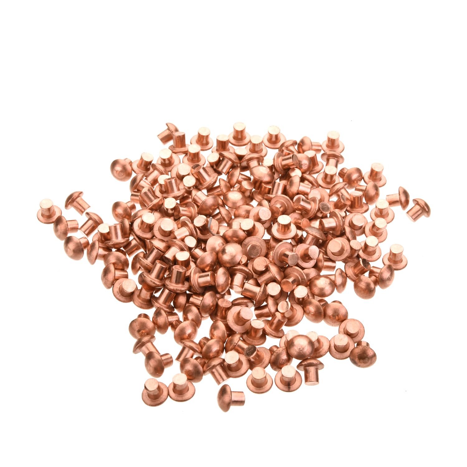 200Pcs Solid Copper Rivets Kit - 0.12in Dia x 0.12in Length Round Head M3 Fasteners for Electrical & DIY Projects - Durable Copper Finish for Jewelry Making, Leather Craft & Metal Fabrication
