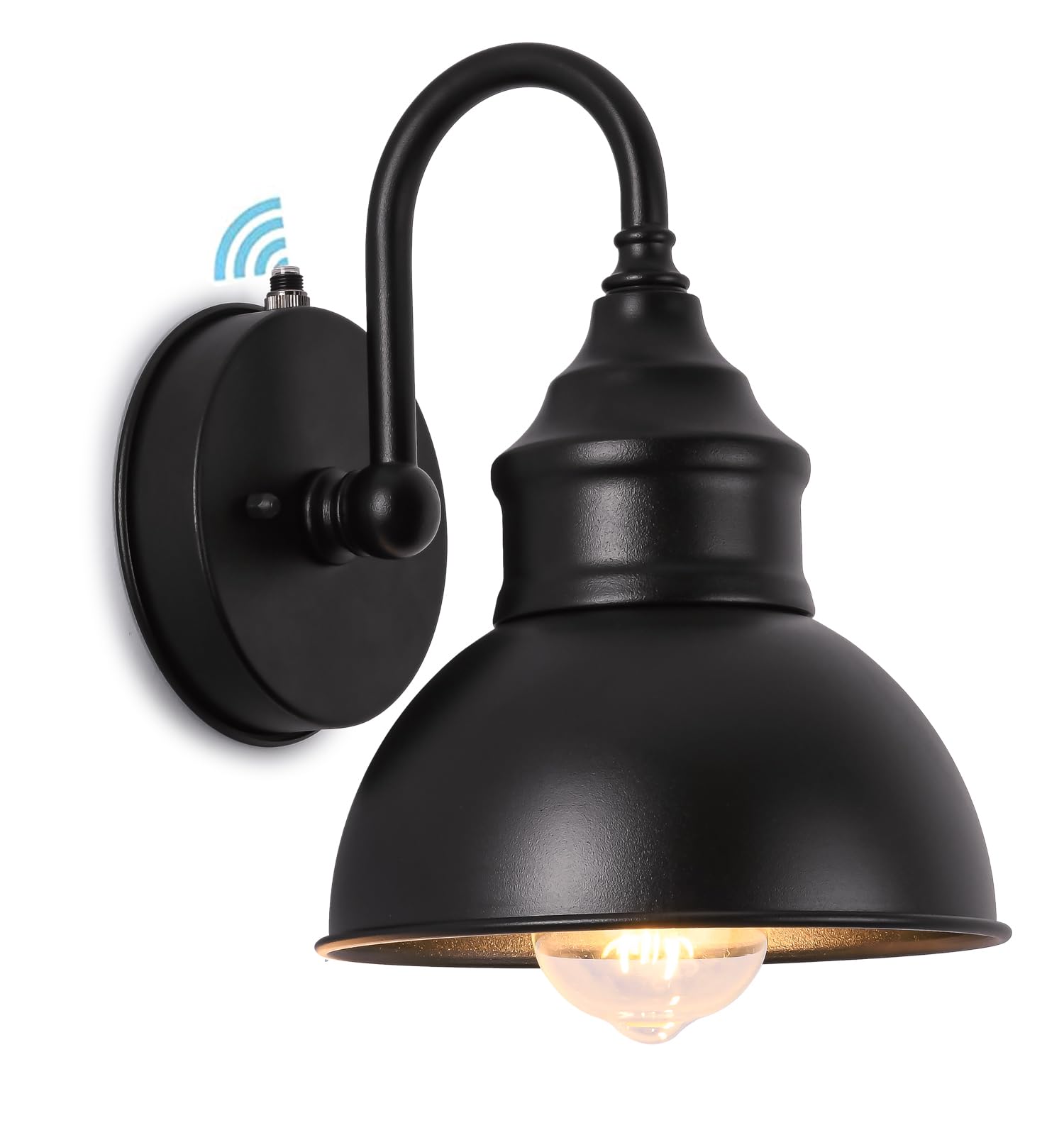 DENGNBJ Outdoor Barn Gooseneck Lights - Dusk to Dawn Sensor, Classic Black Farmhouse Style for Porch, Garden, Garage & Patio | Weatherproof Exterior Lighting for Home & Commercial Use