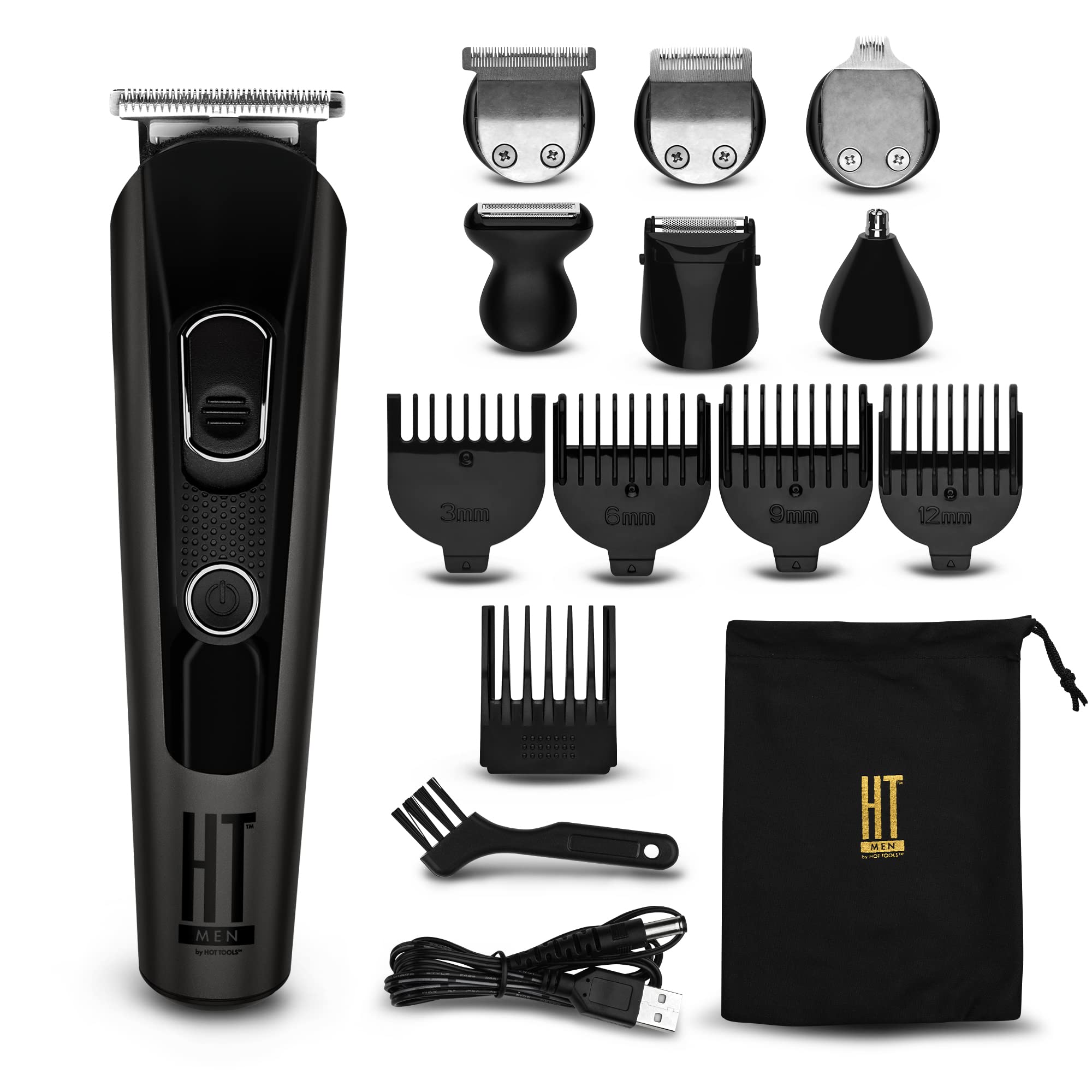 Professional HOT TOOLS 15-Piece Multi Trimmer Kit for Hair, Beard & Body Grooming - Perfect for Home, Salon & Travel Use