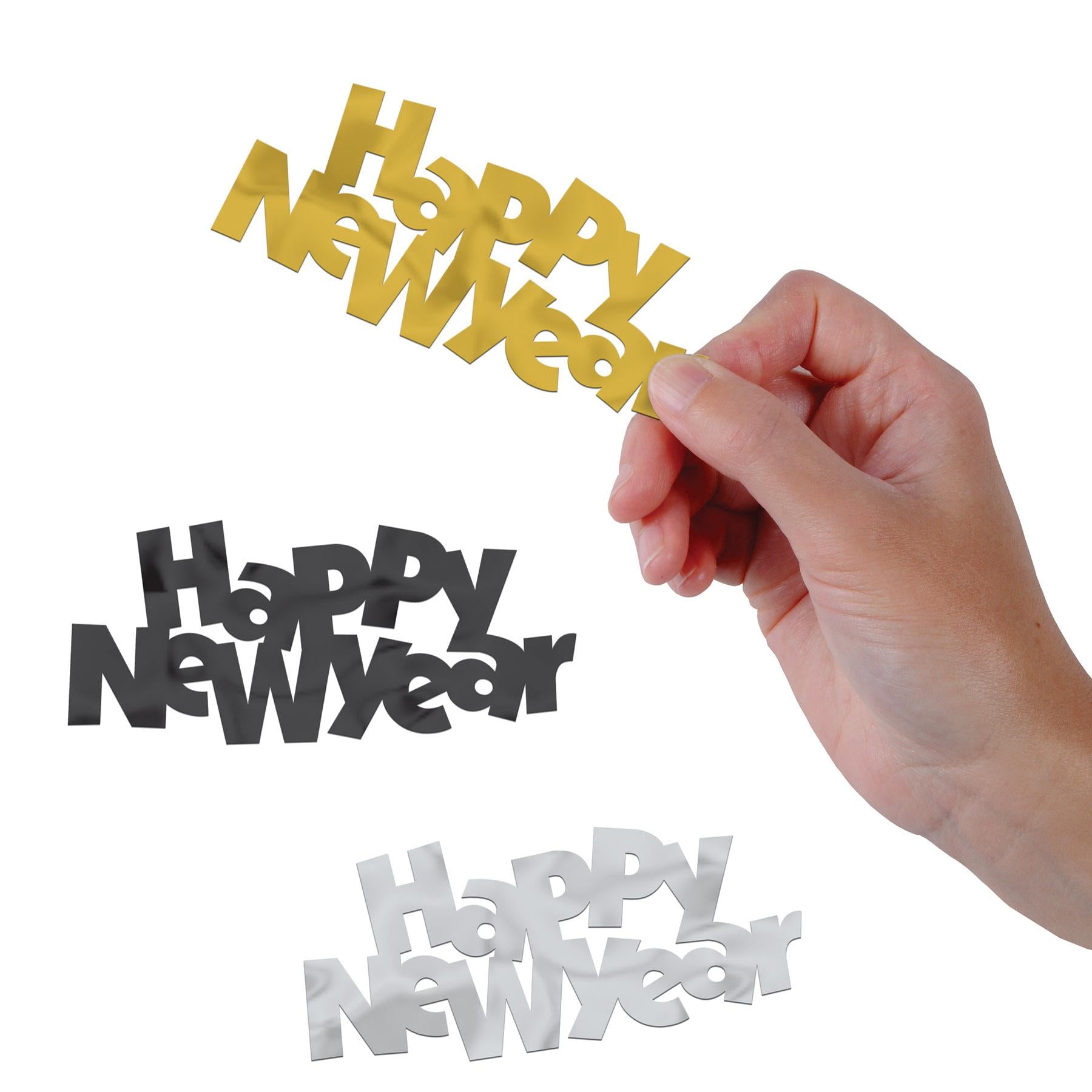 12 Pack Beistle Black Gold Silver Jumbo Happy New Year Confetti - Perfect for New Year's Eve Party Decorations & Celebrations