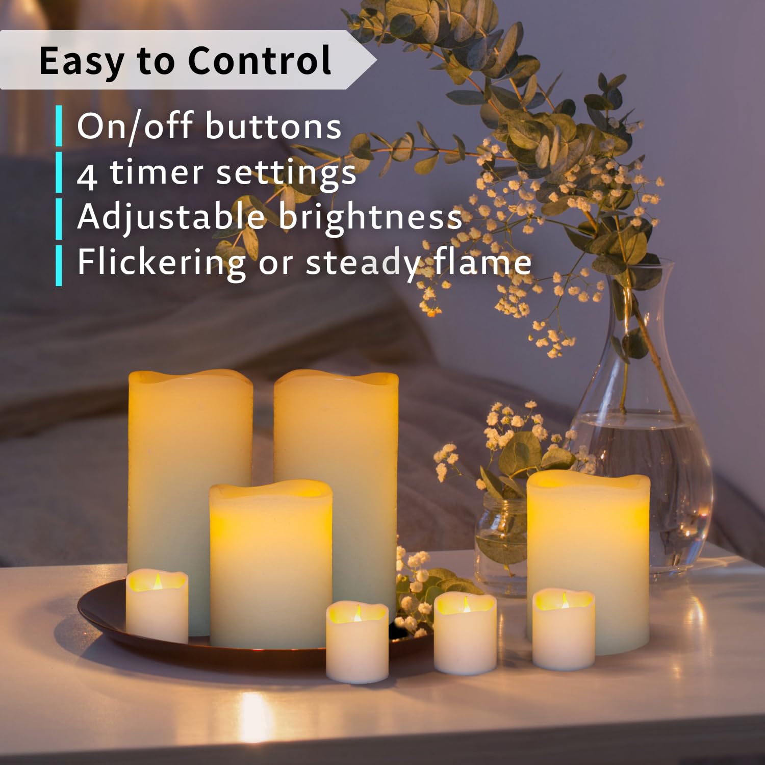 FURORA LIGHTING White Real Wax LED Candles with Remote & Timer - 4 Pillar & 4 Votive Flameless Candles Set of 8, Battery Included - Perfect for Home Decor, Wedding Centerpieces, Romantic Dinner Ambiance & Holiday Lighting