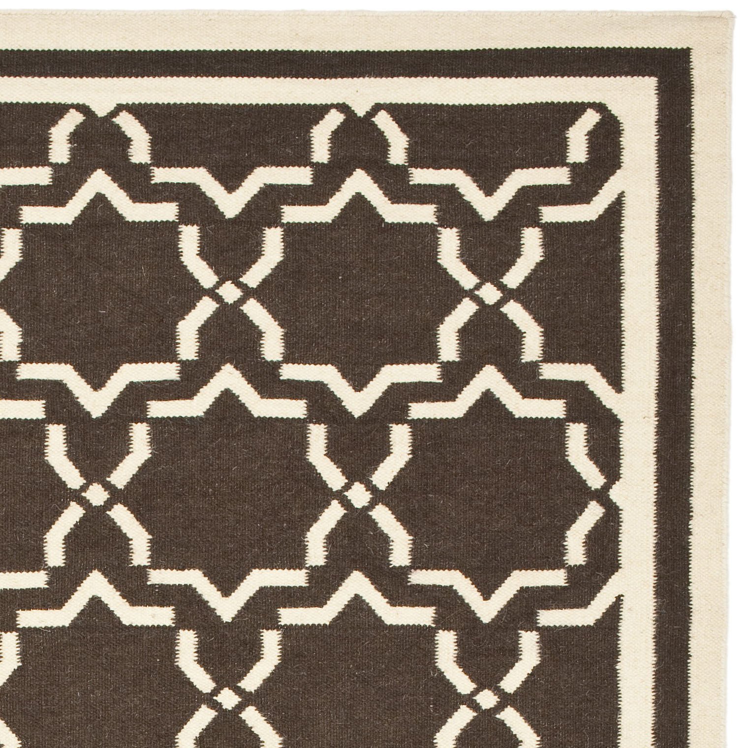 SAFAVIEH Dhurries Collection 4' x 6' Handmade Flatweave Premium Wool Area Rug - Chocolate & Ivory Striped Design for Living Room, Bedroom & Office Decor