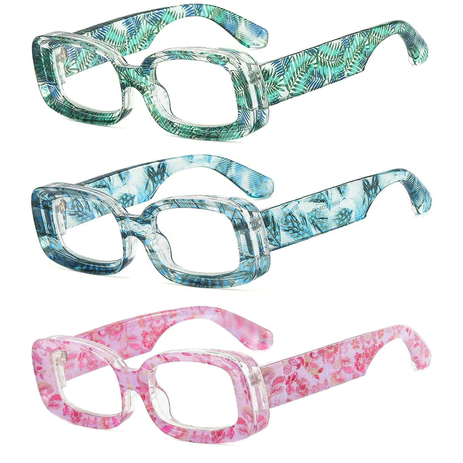 Melrose Blue Light Blocking Reading Glasses for Women - 3 Pack Square Frame Anti Glare Computer Readers | Perfect for Office Work, Screen Time & Night Reading