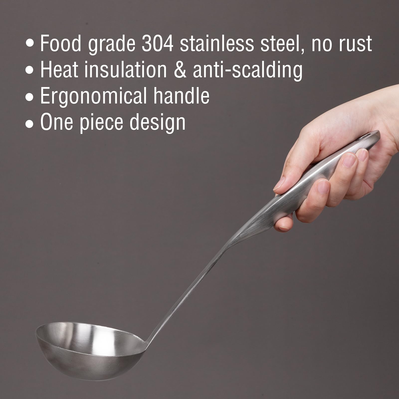 Premium 4-Piece Stainless Steel Kitchen Utensil Set - 304 Grade Spatula, Soup Ladle, Wok Turner & Skimmer Spoon with Heat-Resistant Handles | Dishwasher Safe Cooking Tools for Frying, Stir-Frying & Serving | Ideal for Home Chefs & Professional Kitchens