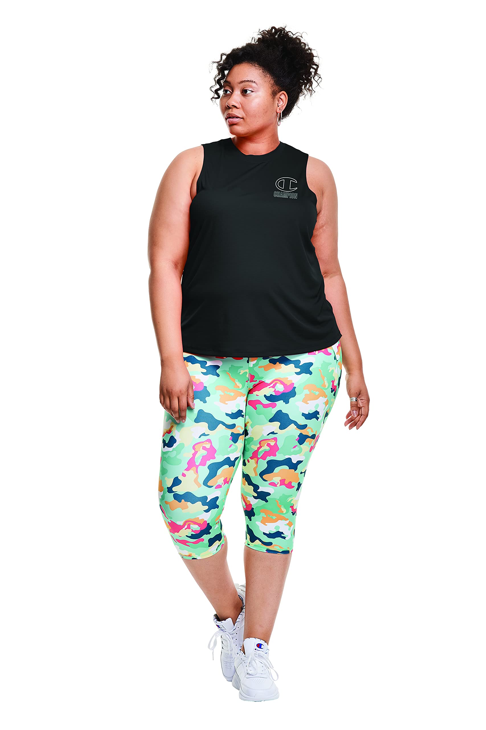 Champion Women's Plus Size Absolute Logo Racerback Tank Top - Soft Breathable Workout Shirt for Gym, Yoga & Casual Wear