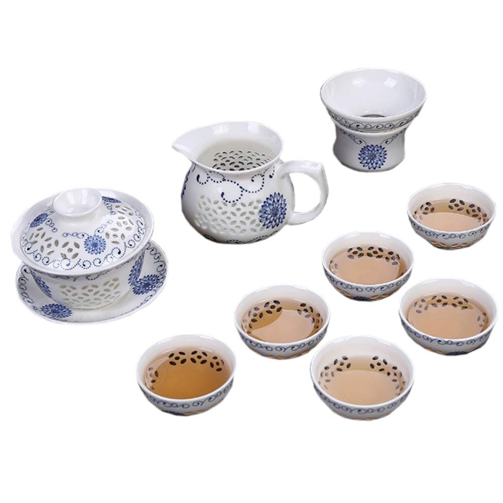 Premium Yixing Zisha Kungfu Gaiwan Tea Set - 3-Piece Gaiwan, Bamboo Tea Tray & 4 Porcelain Cups - Authentic Chinese Clay Teapot for Oolong, Pu-erh & Green Tea Ceremony | Home Brewing, Gift & Meditation Use