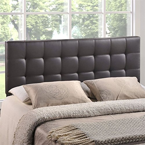 Rosebery Kids Full Vinyl Tufted Panel Headboard - Brown Upholstered Bed Headboard for Toddler & Children's Room Decor | Perfect for Nursery, Bedroom Makeover & Cozy Sleeping Space