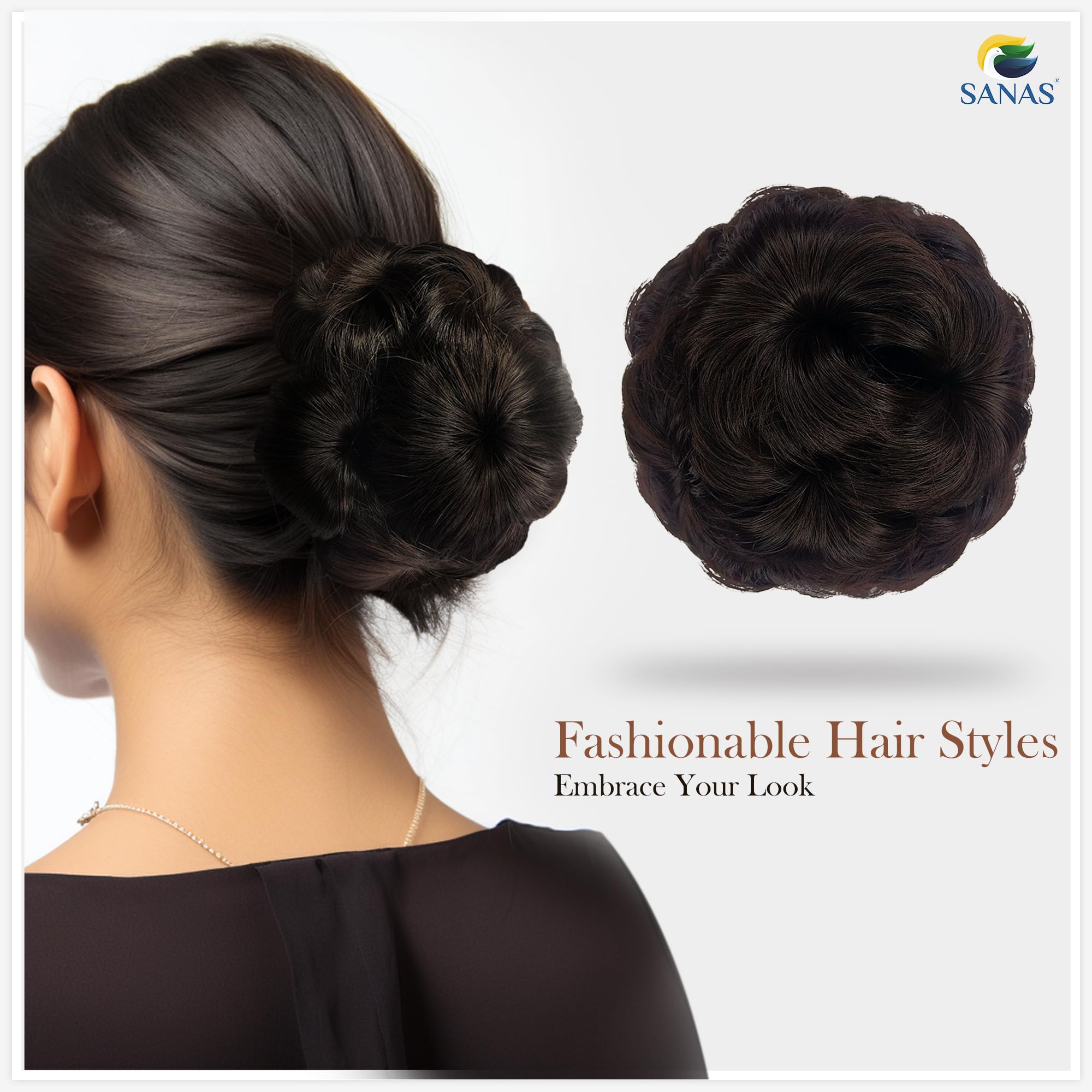 1PC Brown Hair Bun Extension for Women - Messy Bun Maker, Juda Accessories, Scrunchies & Hair Styling Tools - Perfect for Updos, Ponytails & Everyday Hairstyles