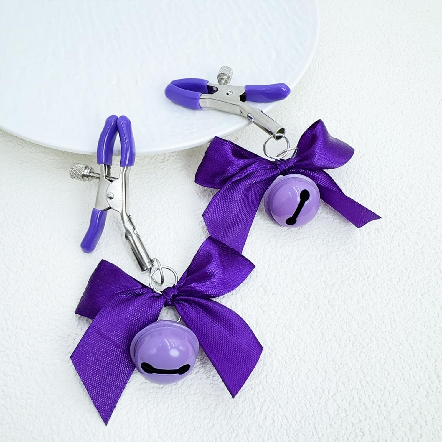 Adjustable Pressure Body Clamps - Stainless Steel Non-Piercing Body Jewelry with Bowknot & Bells - Faux Body Jewelry for Belly Chains, Waist Beads & Festival Accessories