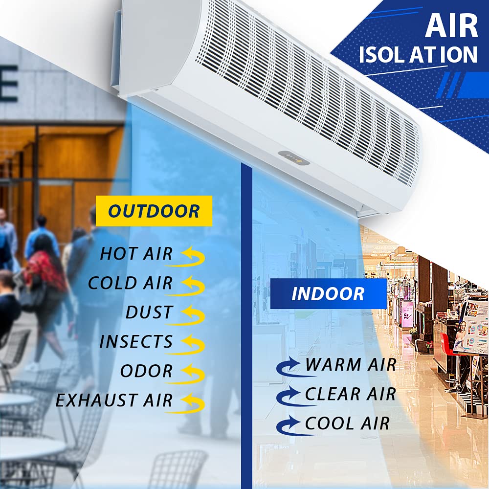 Wostore 36-Inch Commercial & Household Remote Control Air Curtain - 3 Speed Settings, Super Power, Includes Free Magnetic Door Switch - Perfect for Restaurants, Retail Stores & Home Entryways