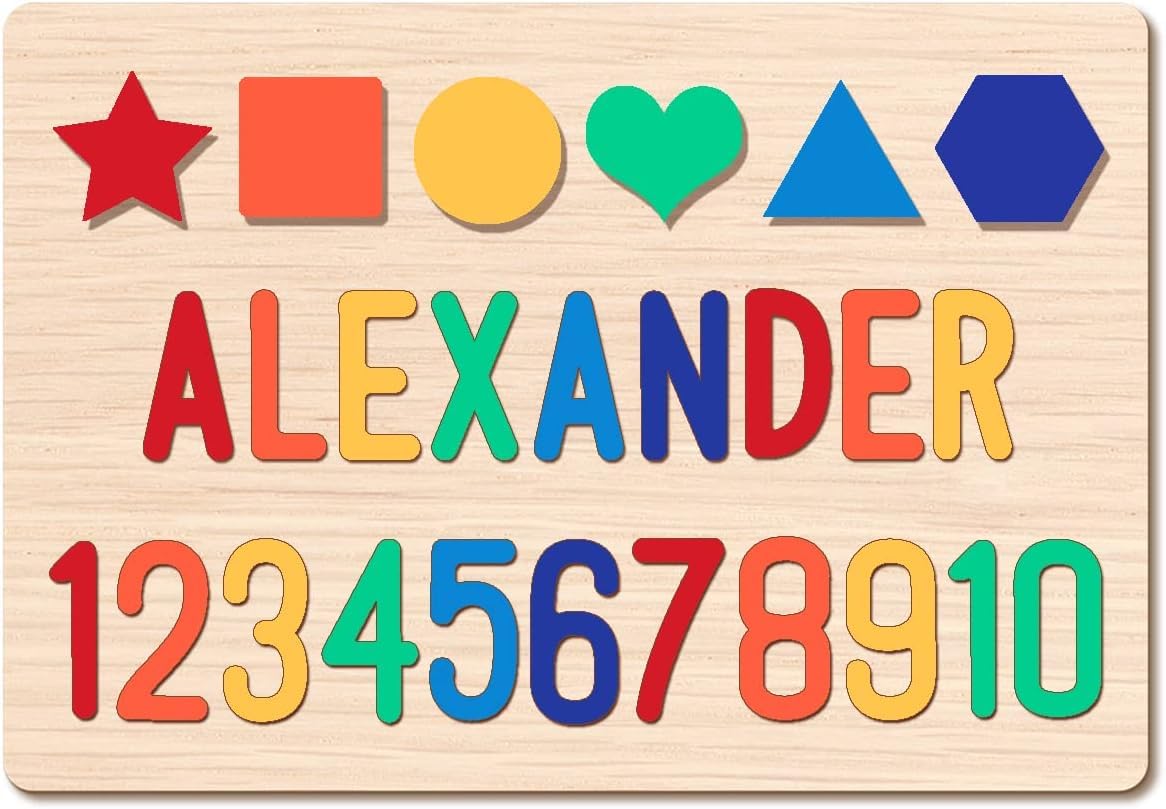 Personalized Kids Name Puzzle - Custom Wooden Name Puzzle for Toddlers - Educational Learning Toy for Boys & Girls - Unique Baby Shower Gift & Birthday Present - Perfect for Nursery Decor & Early Childhood Development