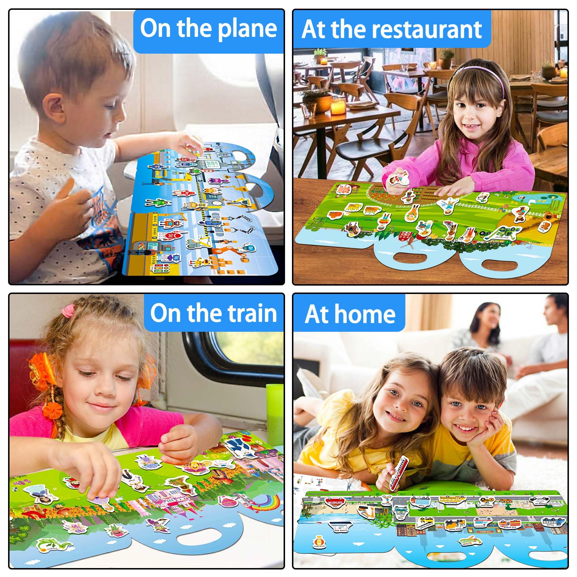 Reusable Sticker Books for Toddlers 1-3 Years Old | Farm, Airplane & Vehicle Stickers for Kids | Travel Activity Toy for Boys & Girls | Perfect for Road Trips, Airplane Rides & Quiet Playtime