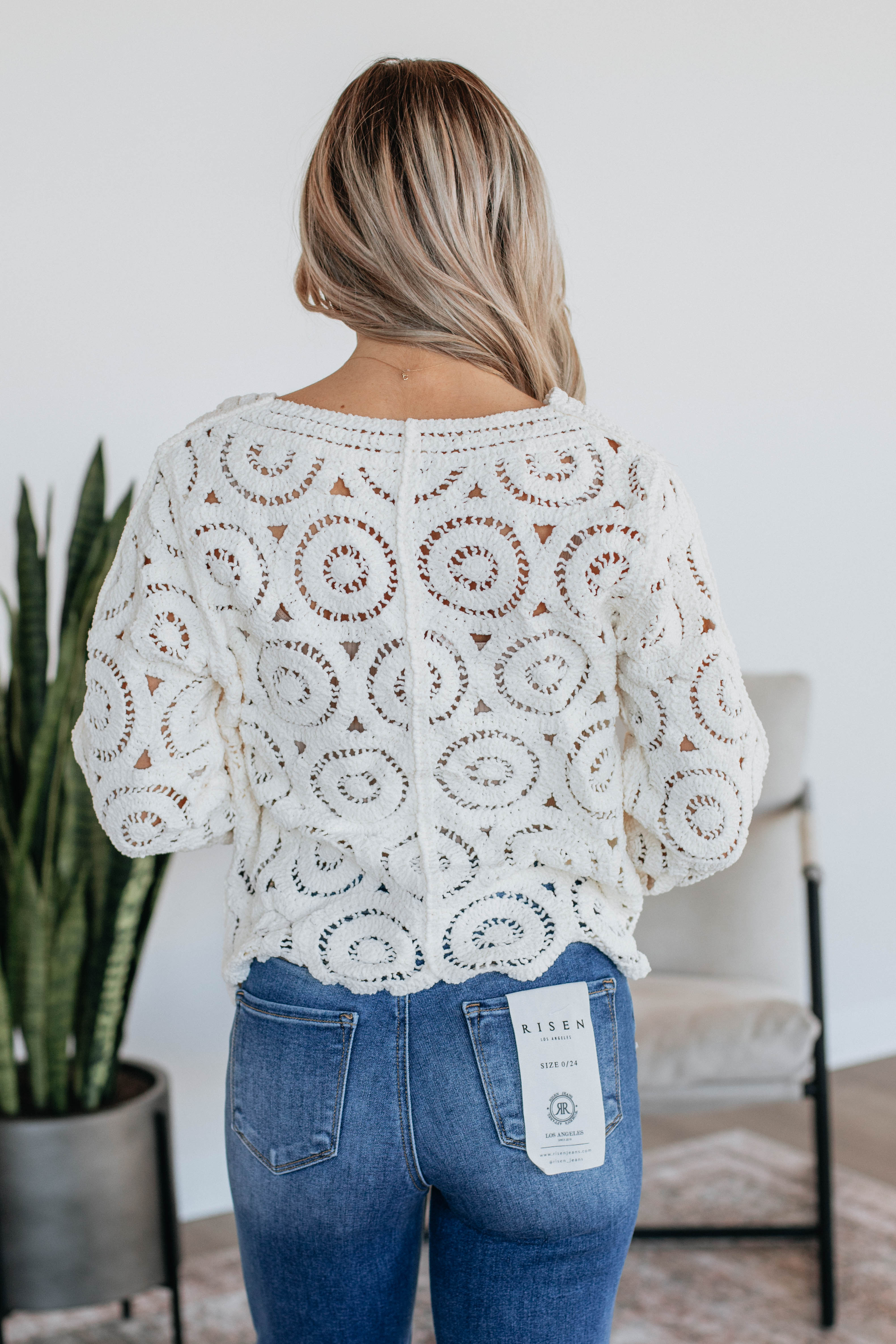 Gwenette Crochet Cardigan Women's Lightweight Open Front Sweater - Cream Beige Knit Wrap Cover Up for Spring, Fall & Cozy Home Wear
