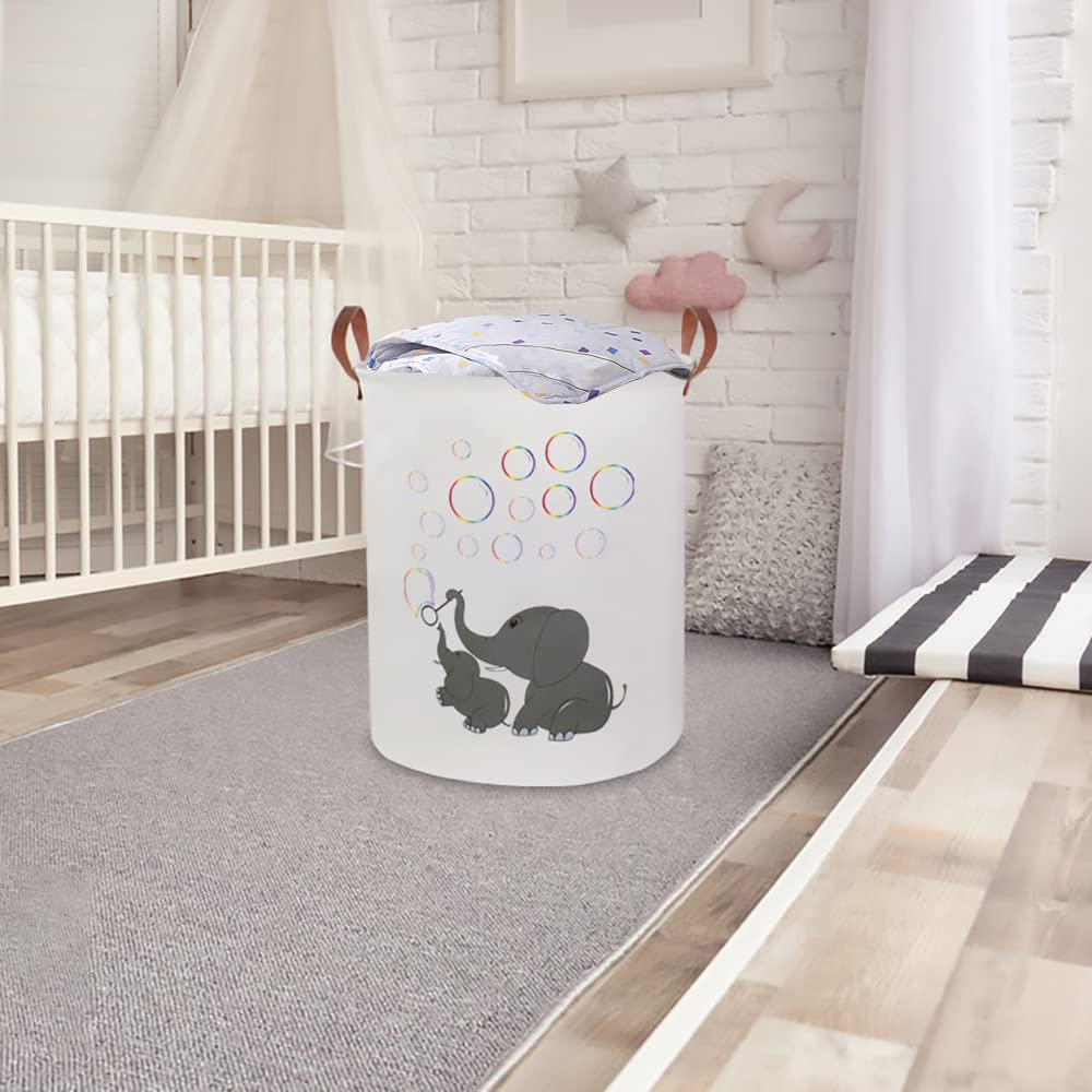 Collapsible Storage Bin for Baby Clothes, Toys & Laundry - Cute Elephant Design