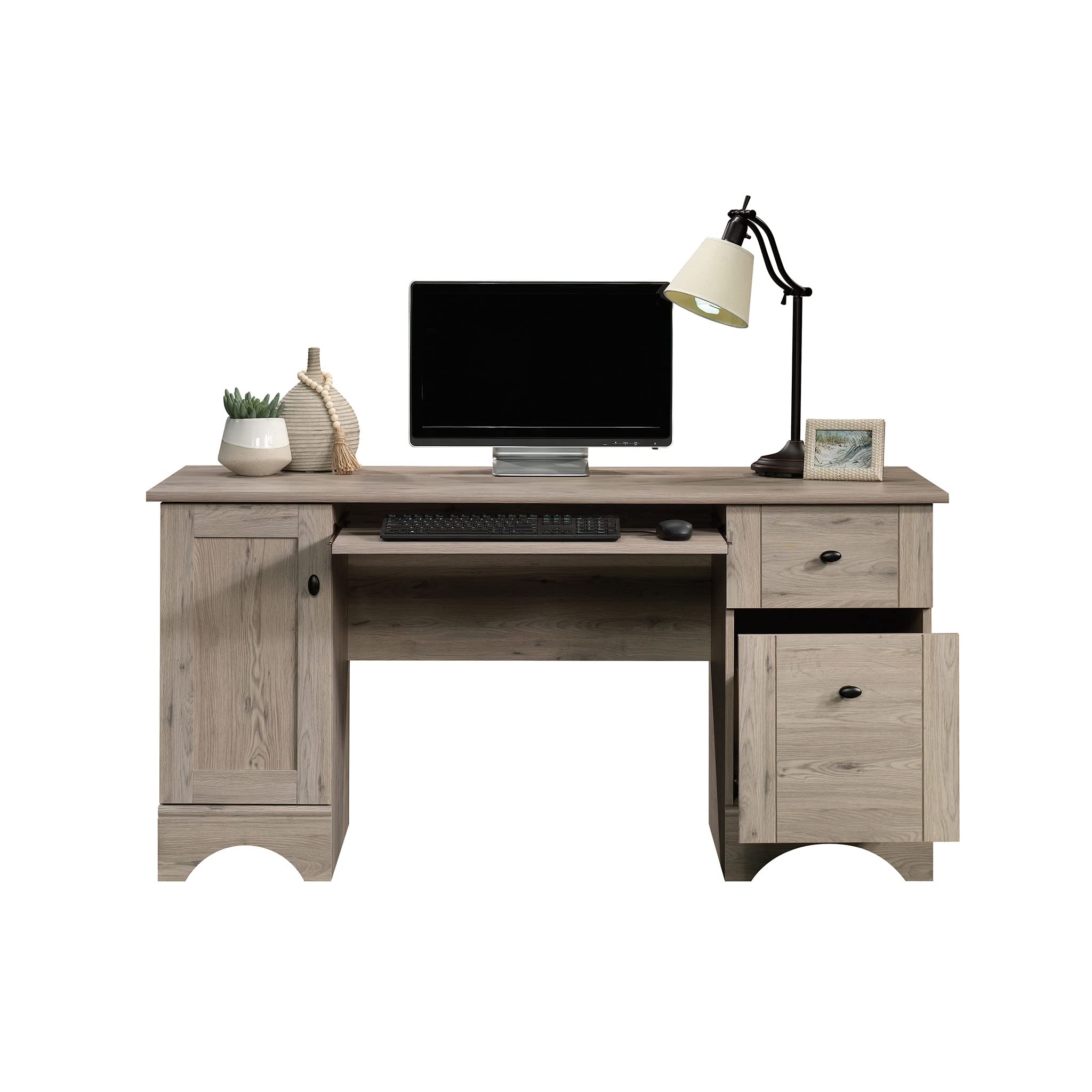 Sauder Laurel Oak Finish Office Desk for Home & Workspace - Stylish & Functional Computer Desk for Small Spaces, Study, or Remote Work