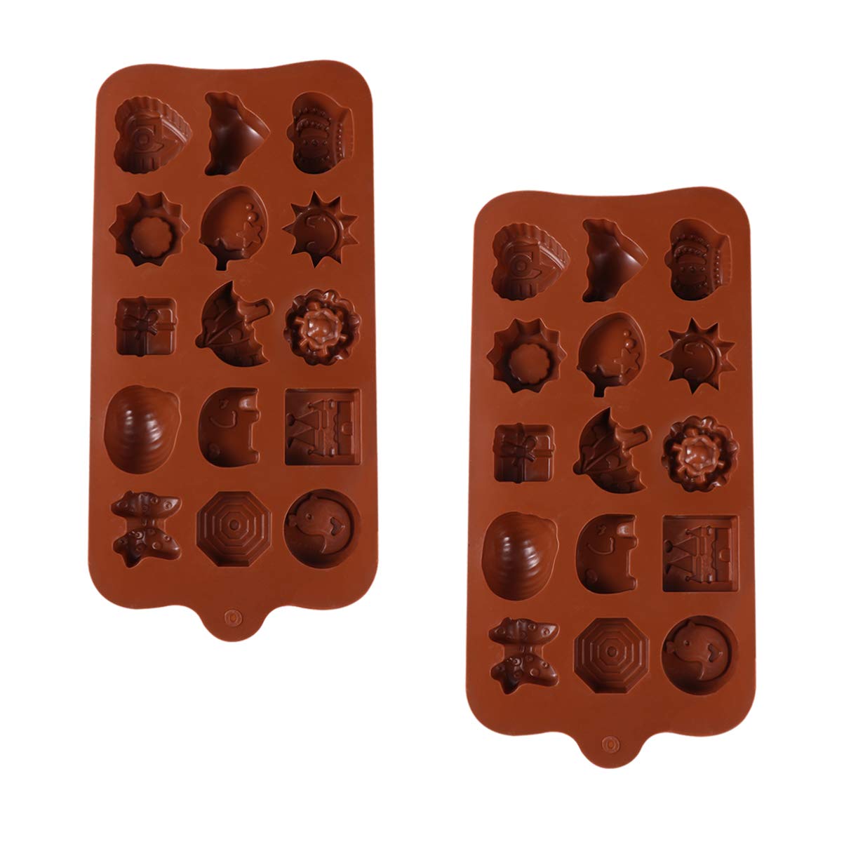 Cabilock 2-Piece Silicone Ice Cube Tray Set - Animal Chocolate Molds, Cookie & Leaf Chocolate Molds, Fondant Molds for Baking - Reusable 3D Gum Paste & Cake Molds for DIY Desserts, Cupcakes, and Party Treats