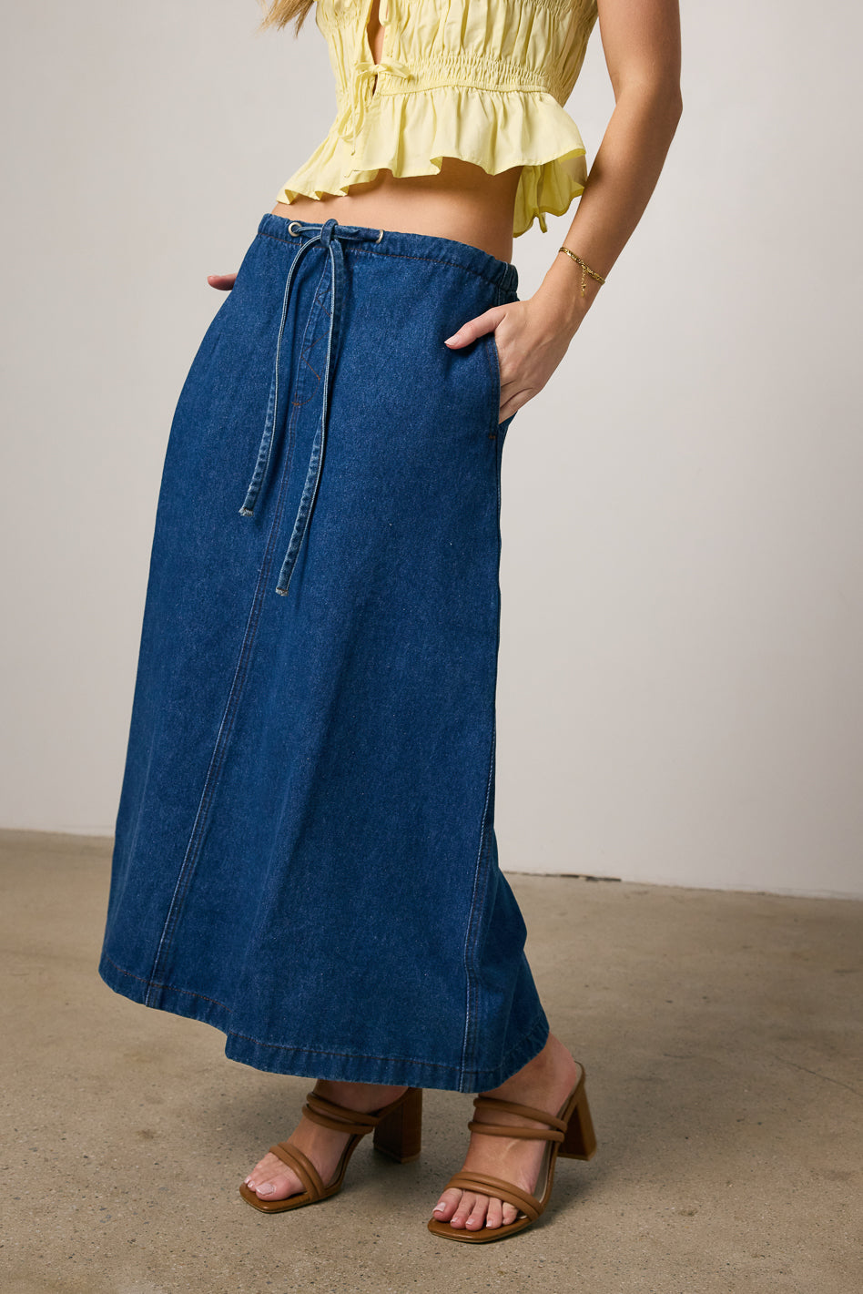 Arlo Denim Maxi Skirt for Women - High Waisted Long Denim Skirt with Side Slits | Perfect for Casual Outings, Beach Wear & Boho Fashion