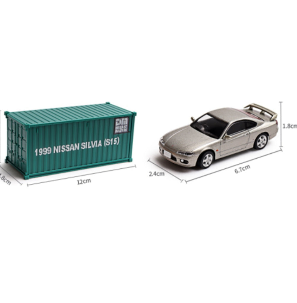 1:64 DieCast Nissan Silvia S14 S15 Model Car - Collectible Miniature Toy for Hobbyists & Car Enthusiasts | Perfect Gift for Birthday, Christmas & Display Collection | DM Container Brand