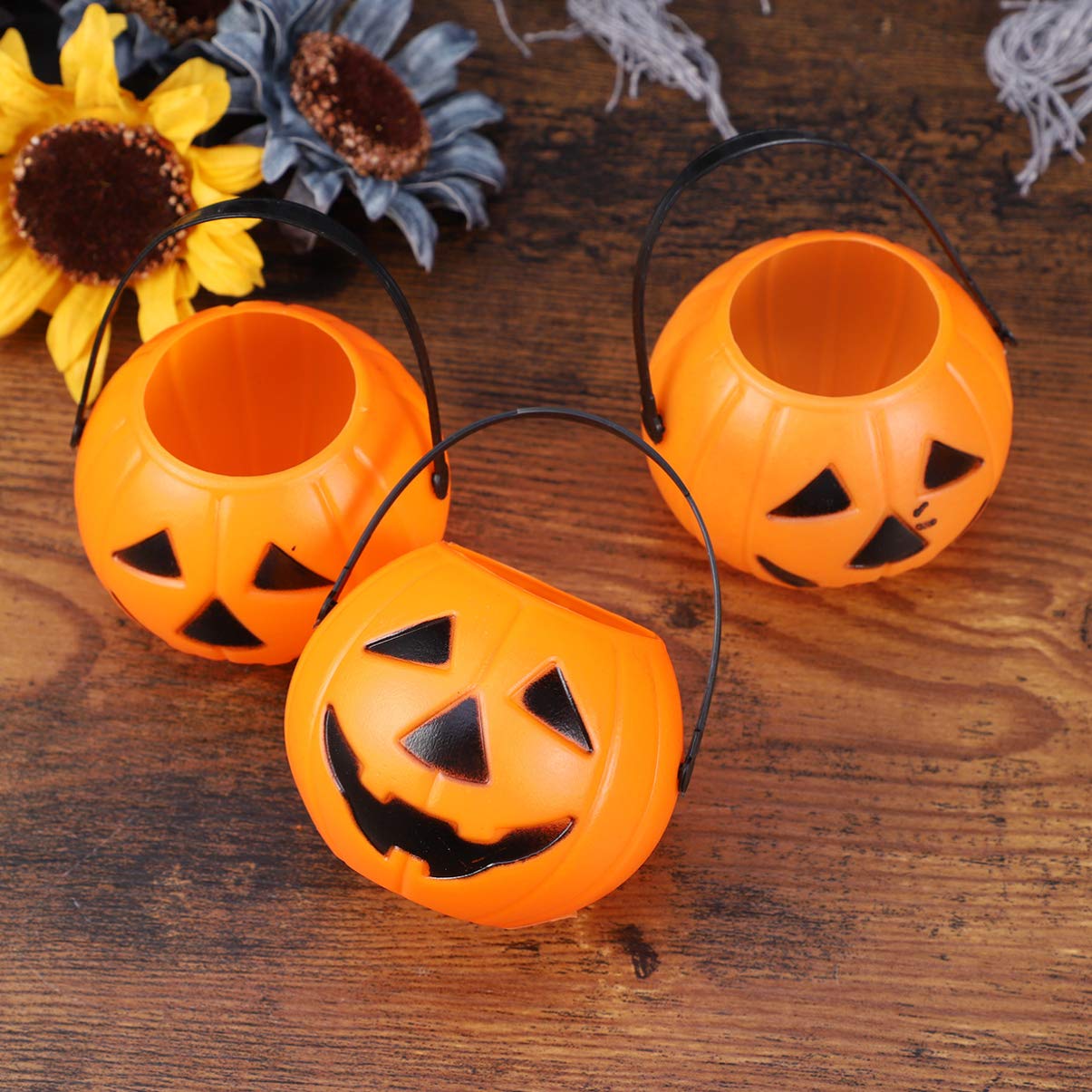 6 Pack Halloween Pumpkin Candy Pails - Small Trick or Treat Buckets for Kids, Cute Candy Holders for Halloween Parties & Trick-or-Treating Fun