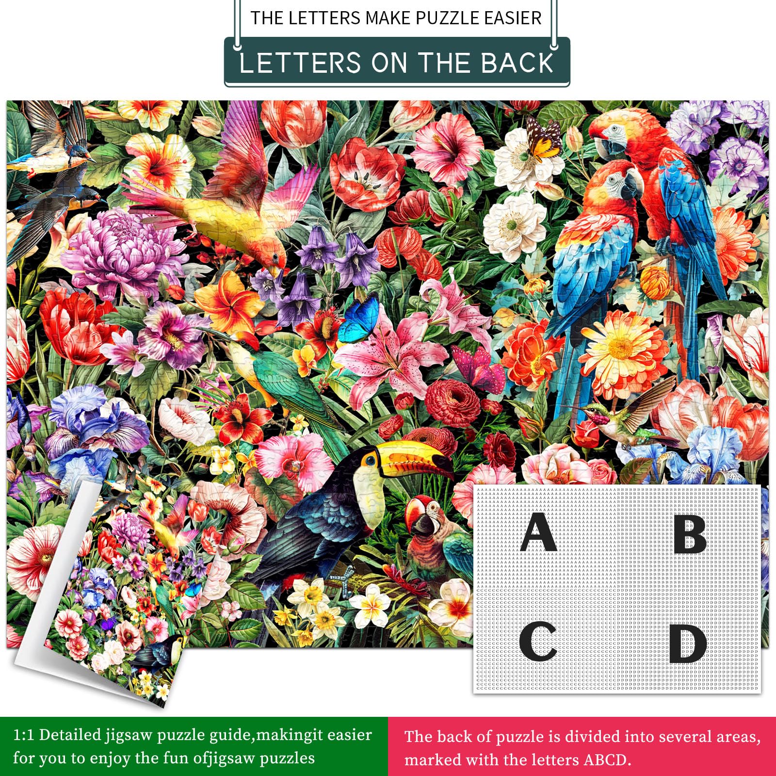 1000 Piece Jigsaw Puzzle for Adults - Challenging Flower & Bird Theme Puzzle Game - Family Fun Activity - Perfect Gift for Women & Men - Great for Relaxation, Stress Relief & Home Decor