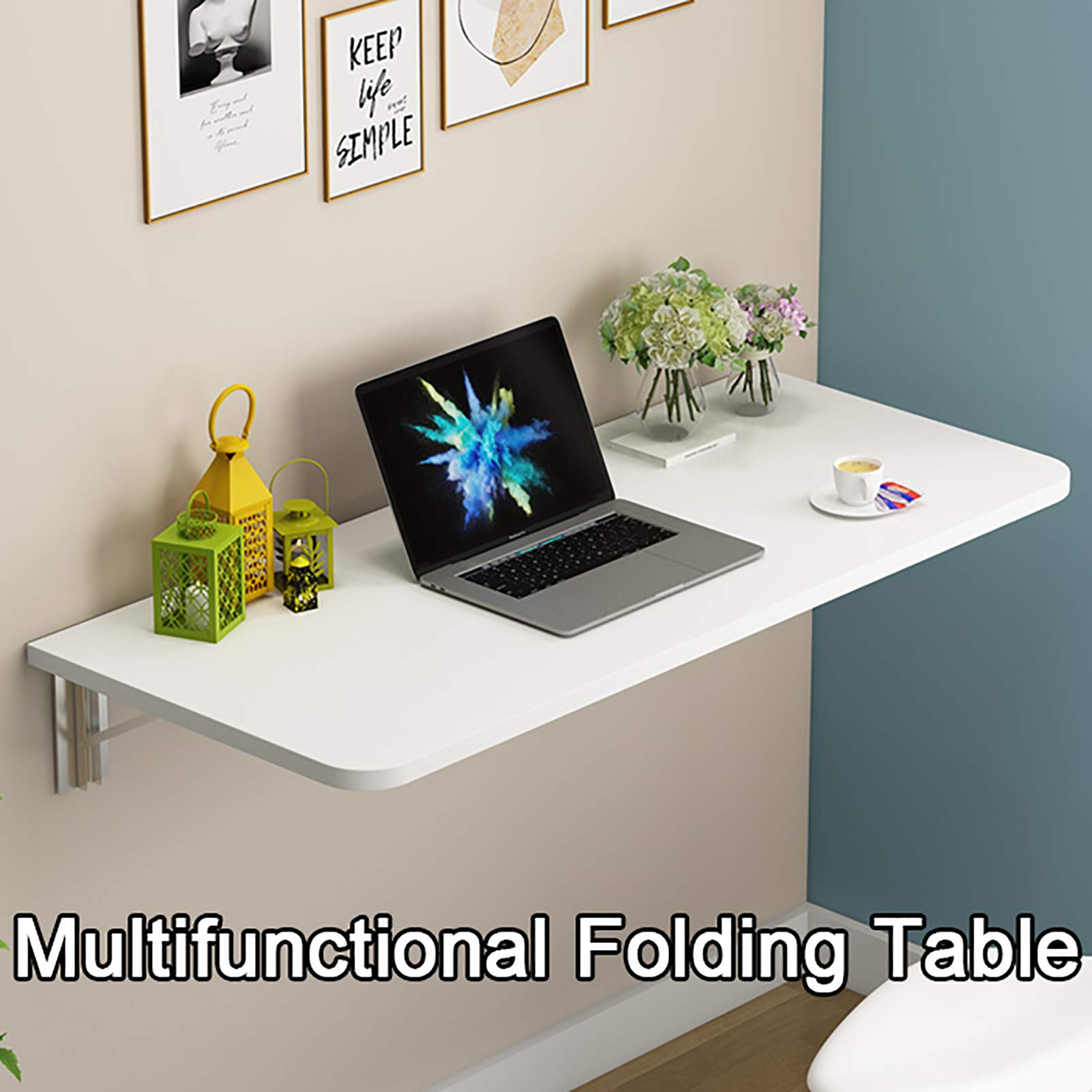 Foldable Wall-Mounted Drop Leaf Dining Table - Solid Wood Space Saving Kitchen Table, Home Office Desk for Small Spaces | Perfect for Apartments, Studios & Compact Living Areas