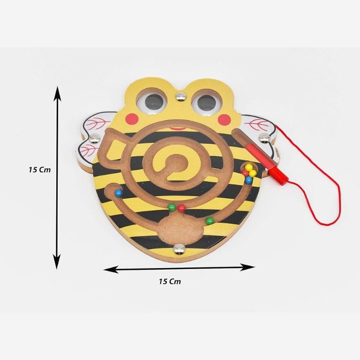 WITTY POPS Wooden Magnetic Maze Toys for Toddlers - Educational Brain Development Puzzle Games for Kids - Perfect Birthday & Return Gifts (Bumble Bee Design) - Fun Learning Activities for Preschool & Travel Play