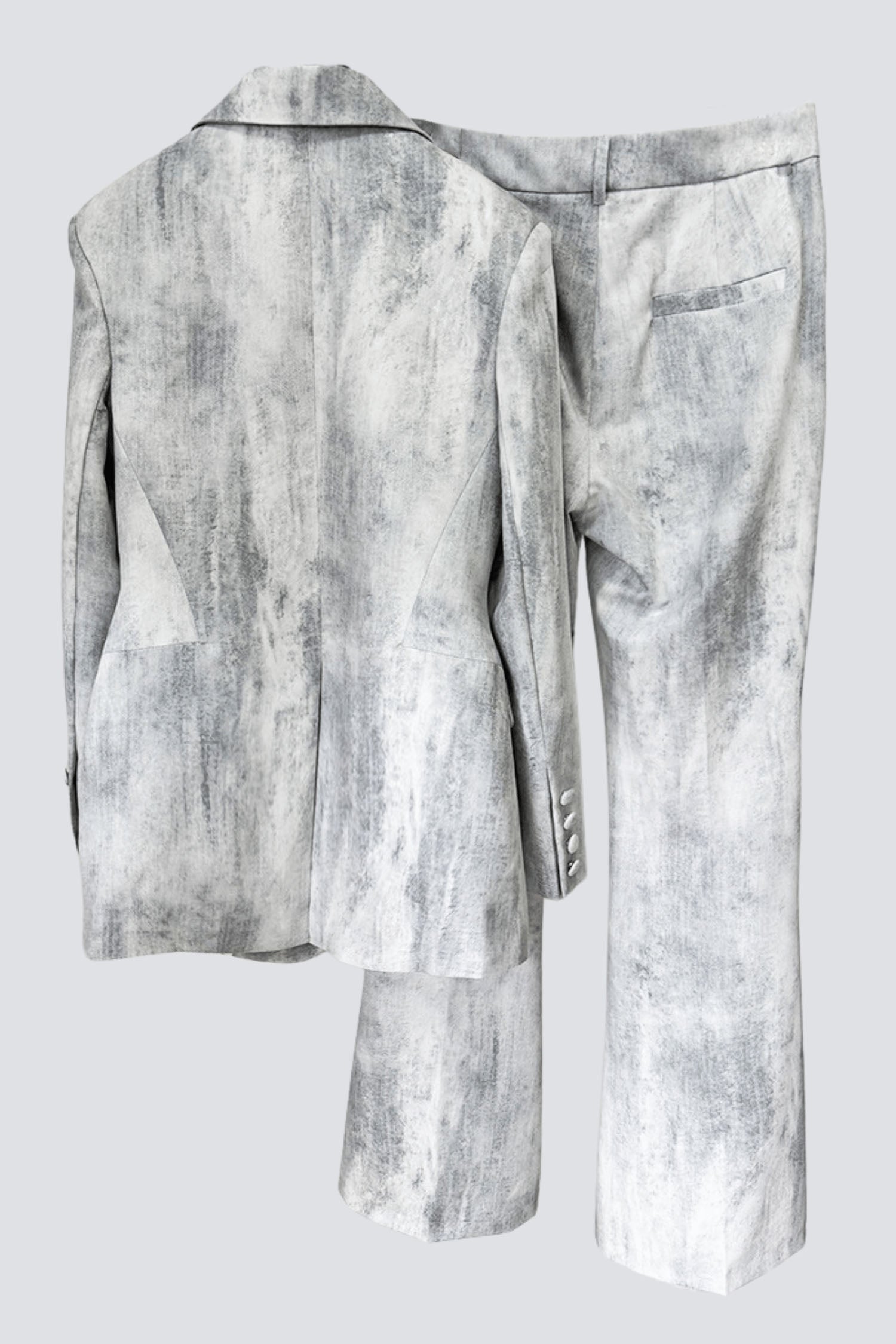 Isleta Print Blazer Two Piece Set for Women - Grey Office Wear & Business Casual Outfit