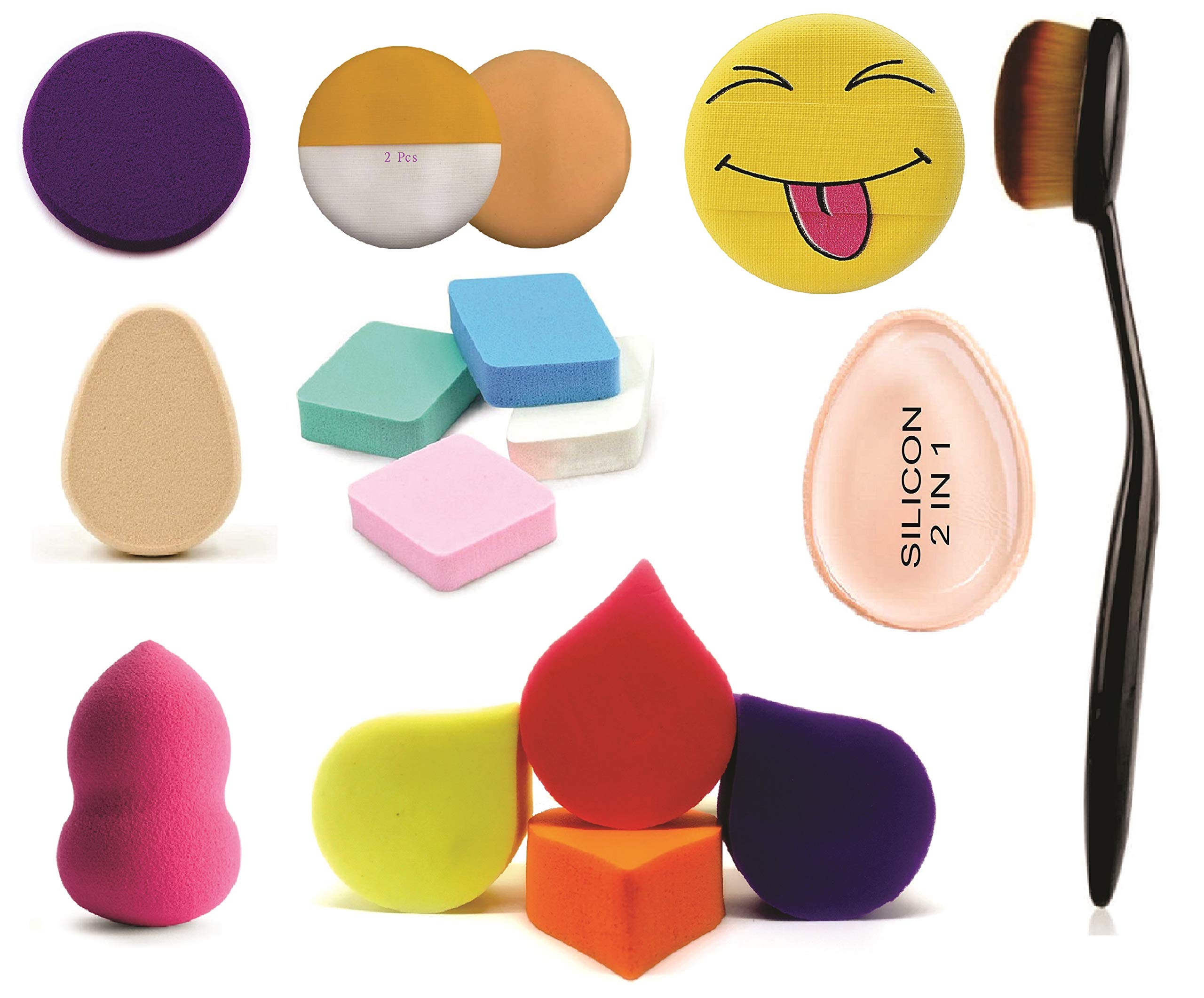 16-Piece Makeup Blender Set with Puffs & Brushes for Foundation & Concealer - Beauty Essentials