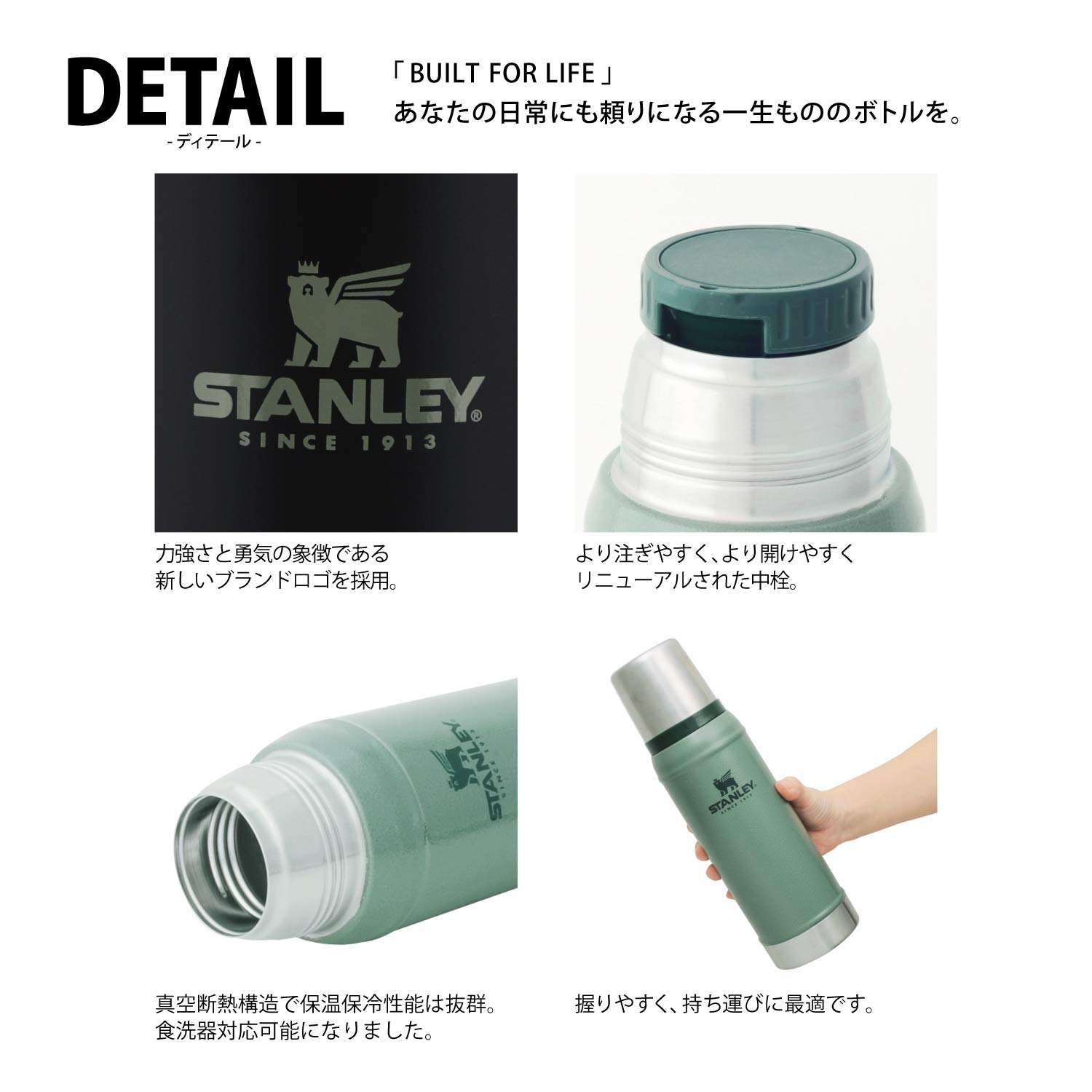 STANLEY Classic Vacuum Insulated Stainless Steel Water Bottle 0.75L (25oz) - Matte Black, Double Wall Thermos for Hot & Cold Drinks, Leak Proof, Dishwasher Safe - Perfect for Hiking, Camping, Office & Outdoor Activities