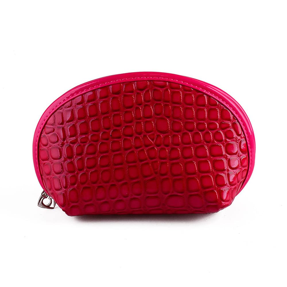 Waterproof PU Crocodile Pattern Portable Makeup Bag - Travel Cosmetic Organizer for Lipstick, Eyeshadow & Cosmetics (Red) | Perfect for Travel, Gym & Daily Use