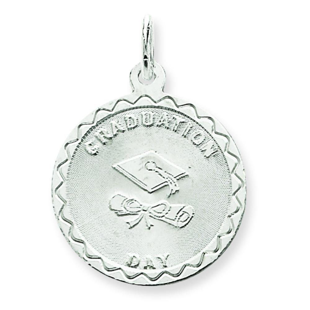 FindingKing Sterling Silver Graduation Day Disc Charm & 18