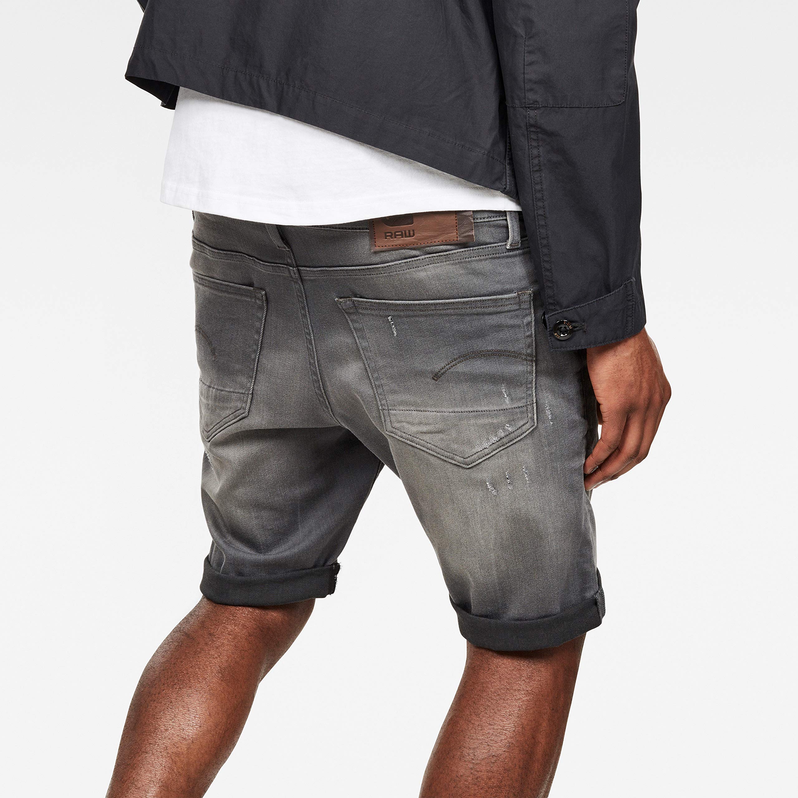 G-STAR RAW Men's 3301 Slim Fit Denim Shorts - Size 38, Light Aged Destroy Wash | Casual Summer Wear & Street Style Outfits