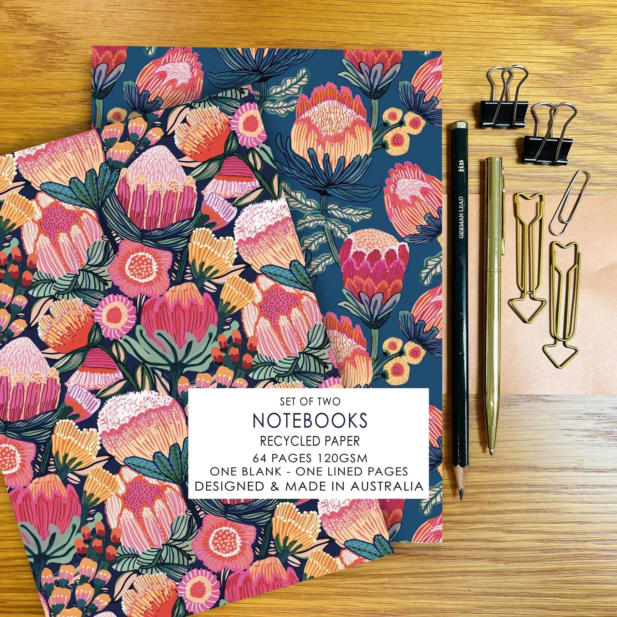 Flowers of Oz A5 Notebook Set - 3-Pack Lined Journal with Floral Design | Perfect for Journaling, Note Taking & Gift Giving