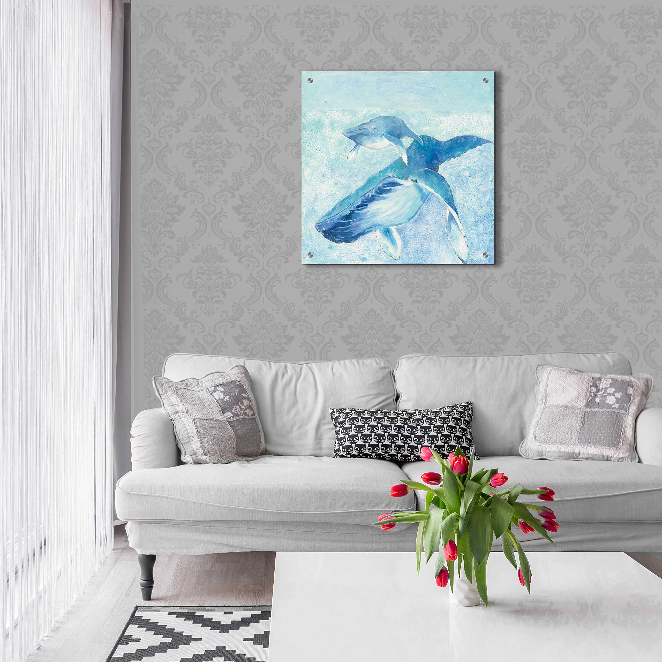 Blue Mama Acrylic Glass Wall Art by Phyllis Adams - 24x24 Inch Modern Abstract Painting for Living Room, Bedroom & Office Decor