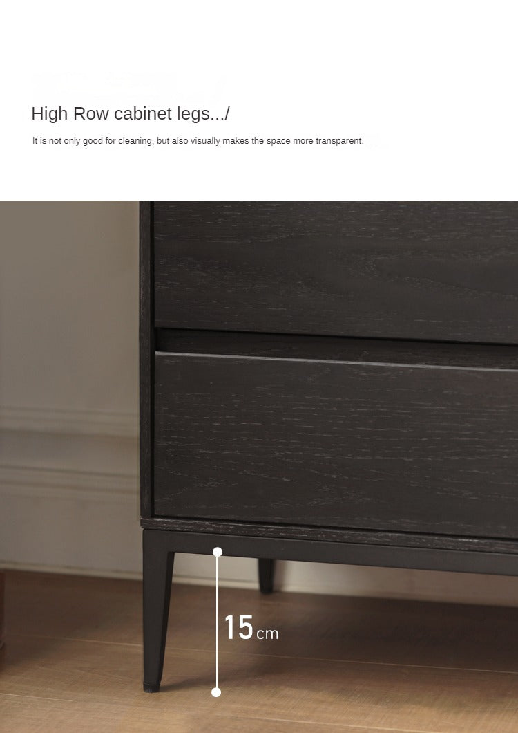 Solid Oak Wood Nightstand in Smoke Finish - Modern Bedside Table for Bedroom, Living Room, or Office