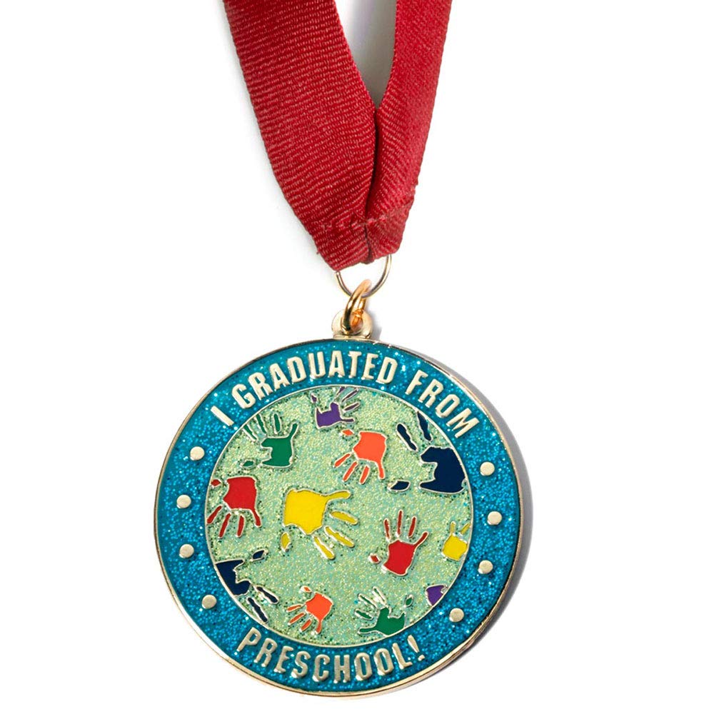 Preschool Graduation Medallion with Red Ribbon - Kindergarten & Preschool Graduation Accessories - Perfect for Graduation Ceremonies, Photo Props & Keepsakes