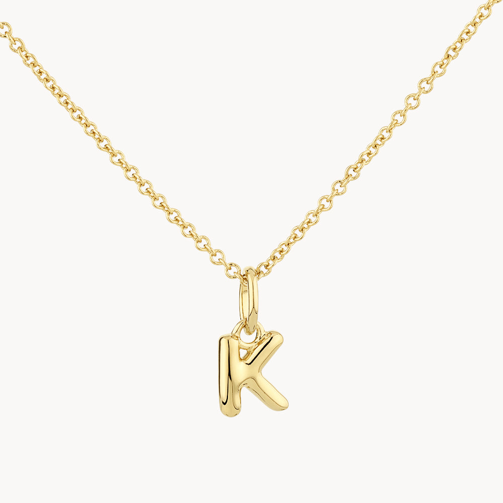 Gold Bubble Letter Necklace - Personalized Initial Pendant for Women - Perfect for Gifts, Birthdays & Everyday Wear