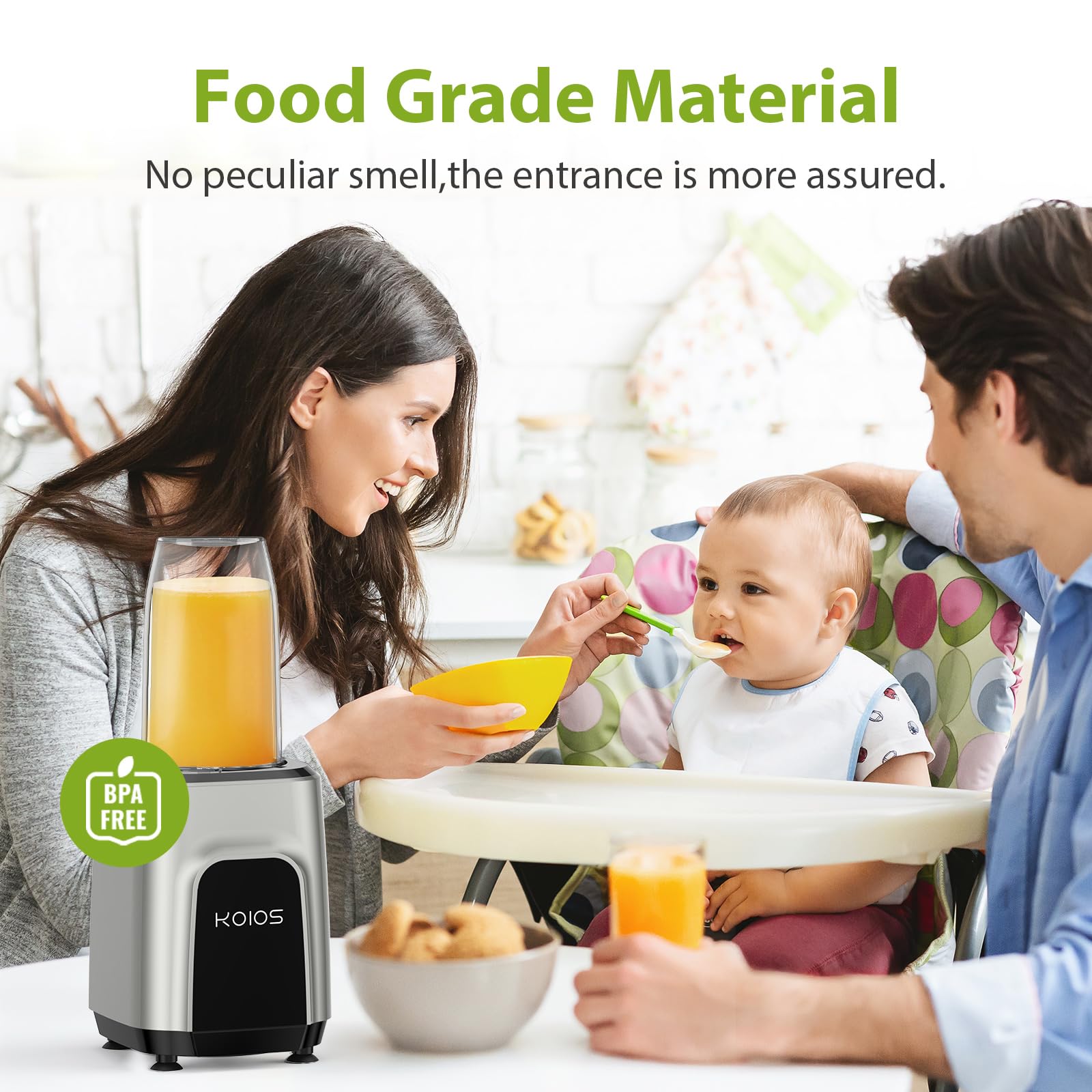 KOIOS 900W High-Speed Countertop Blender for Smoothies, Protein Shakes & Baby Food - 11-Speed Blender with 2x18.6oz & 10oz BPA-Free Cups - Perfect for Nut Butter, Spice Grinding & Coffee Beans - Ideal for Kitchen, Gym & Healthy Lifestyle