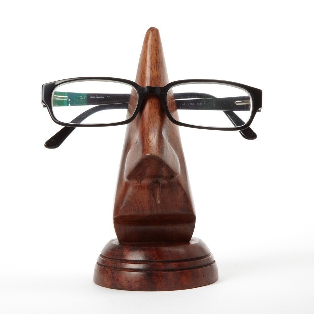 Handmade Wooden Eyeglass Holder - Nose Shaped Spectacle Stand for Dressing Table & Desk | Stylish Glasses Organizer for Home & Office Use