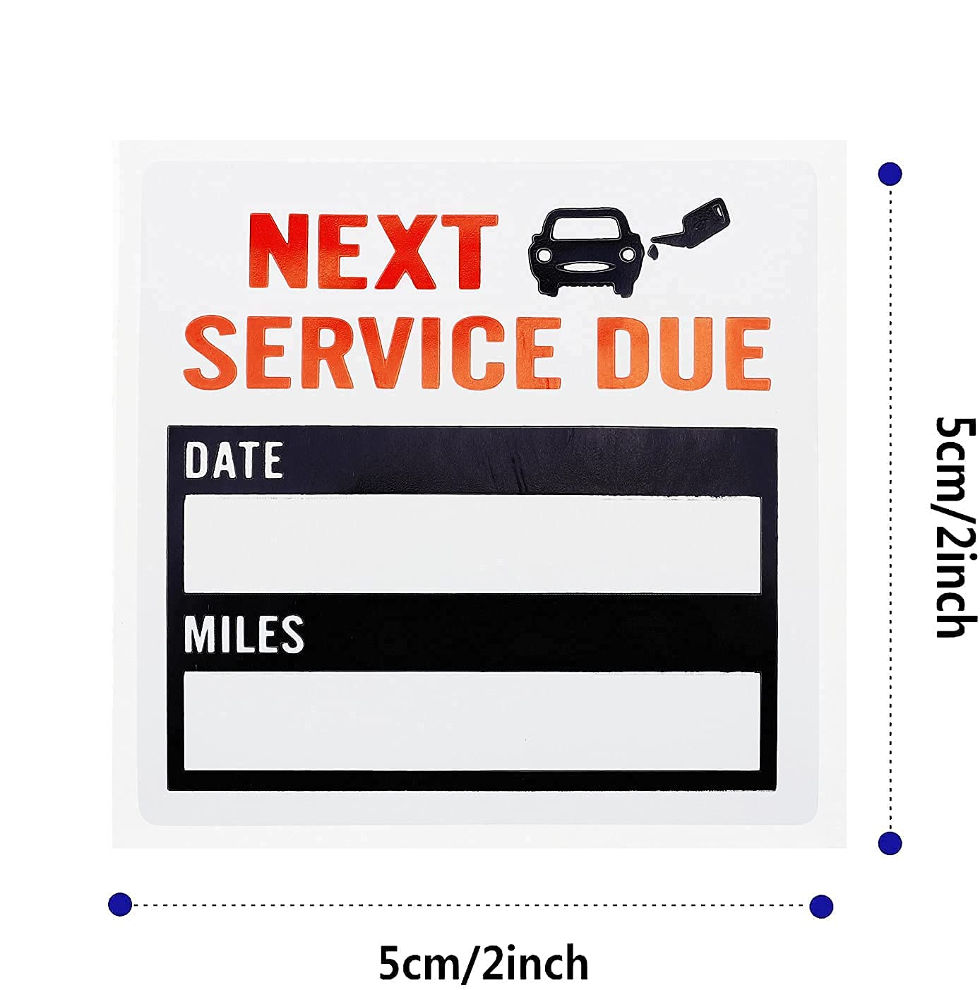 300 Pcs 2x2 Oil Change Reminder Stickers - Peel & Write Vinyl Service Due Stickers for Cars, No Residue Removable Auto Maintenance Stickers (Black) - Perfect for Vehicle Service Tracking & DIY Car Care