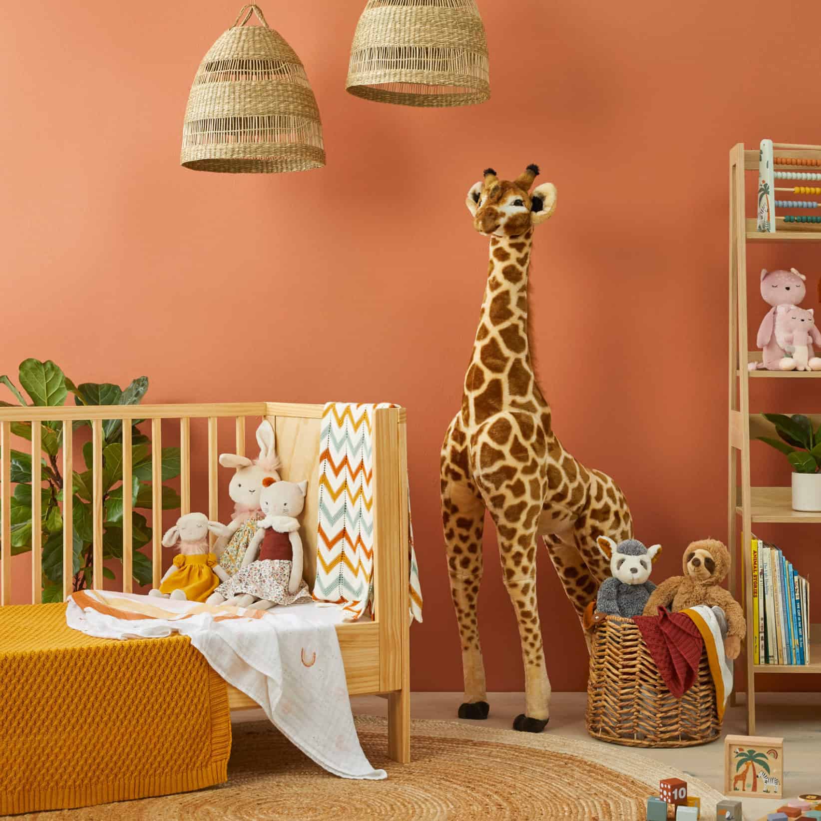 Jiggle & Giggle Giant Standing Giraffe Plush Toy - Large Stuffed Animal for Kids, Nursery Decor, Baby Shower Gift & Playroom Accent