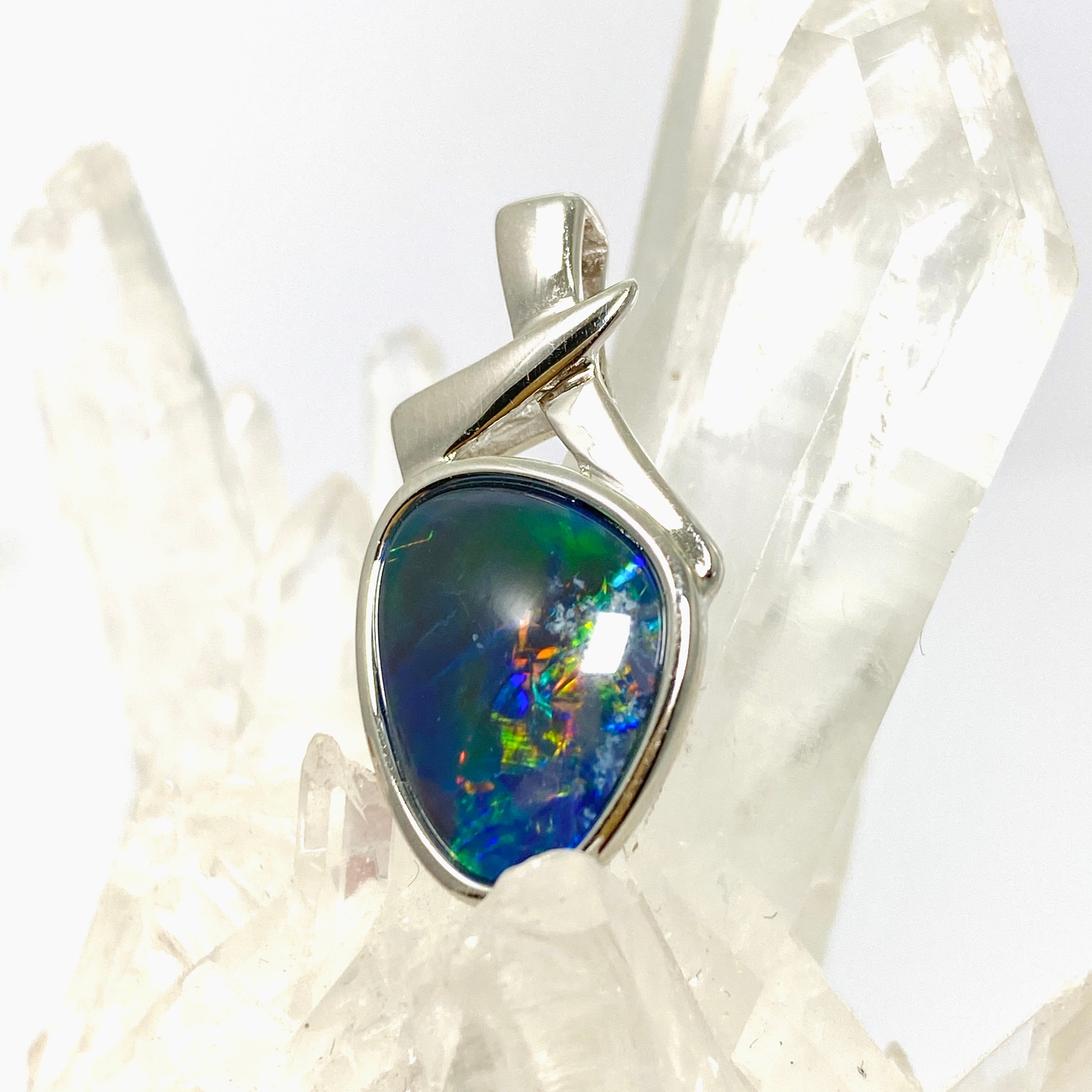Australian Opal Triplet Freeform Cabochon Pendant in Sterling Silver Setting - Unique Handmade Jewelry for Women, Gift for Her, Birthday & Anniversary Present