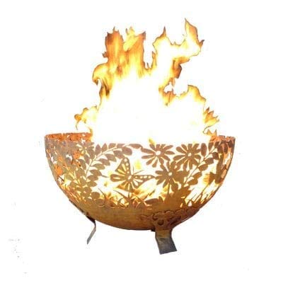 Esschert Design Large Rustic Metal Garden Fire Bowl - Outdoor Fire Pit for Patio, Backyard, and Camping